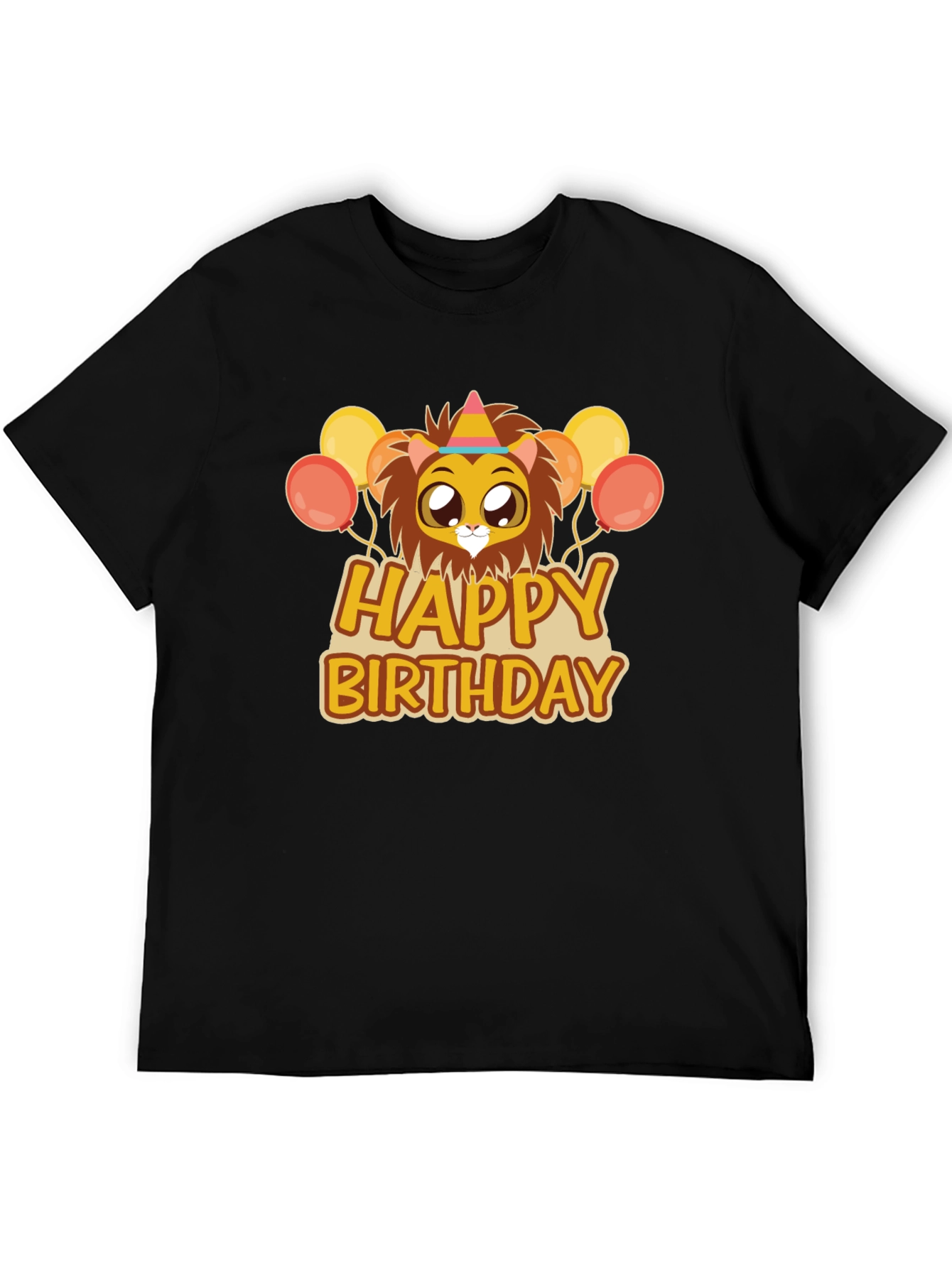 Happy Birthday Lion Graphic Tee - Black