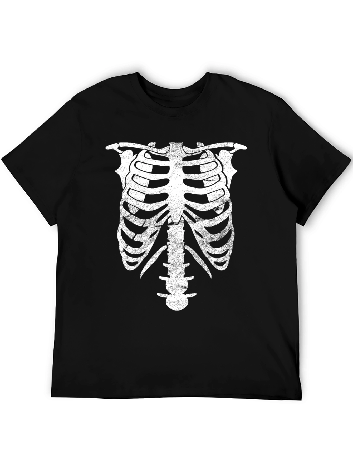 Skeleton Rib Cage Graphic Print Black T-Shirt