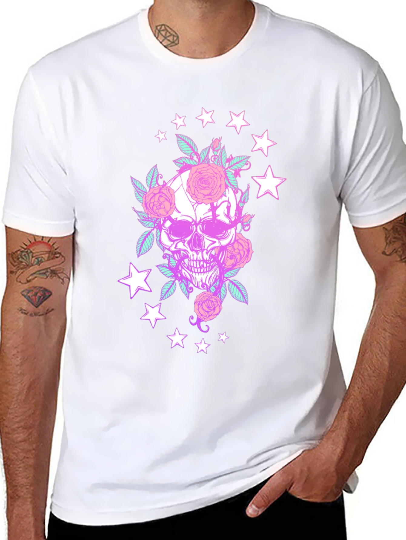 Skull & Roses Graphic Tee - Black T-Shirt