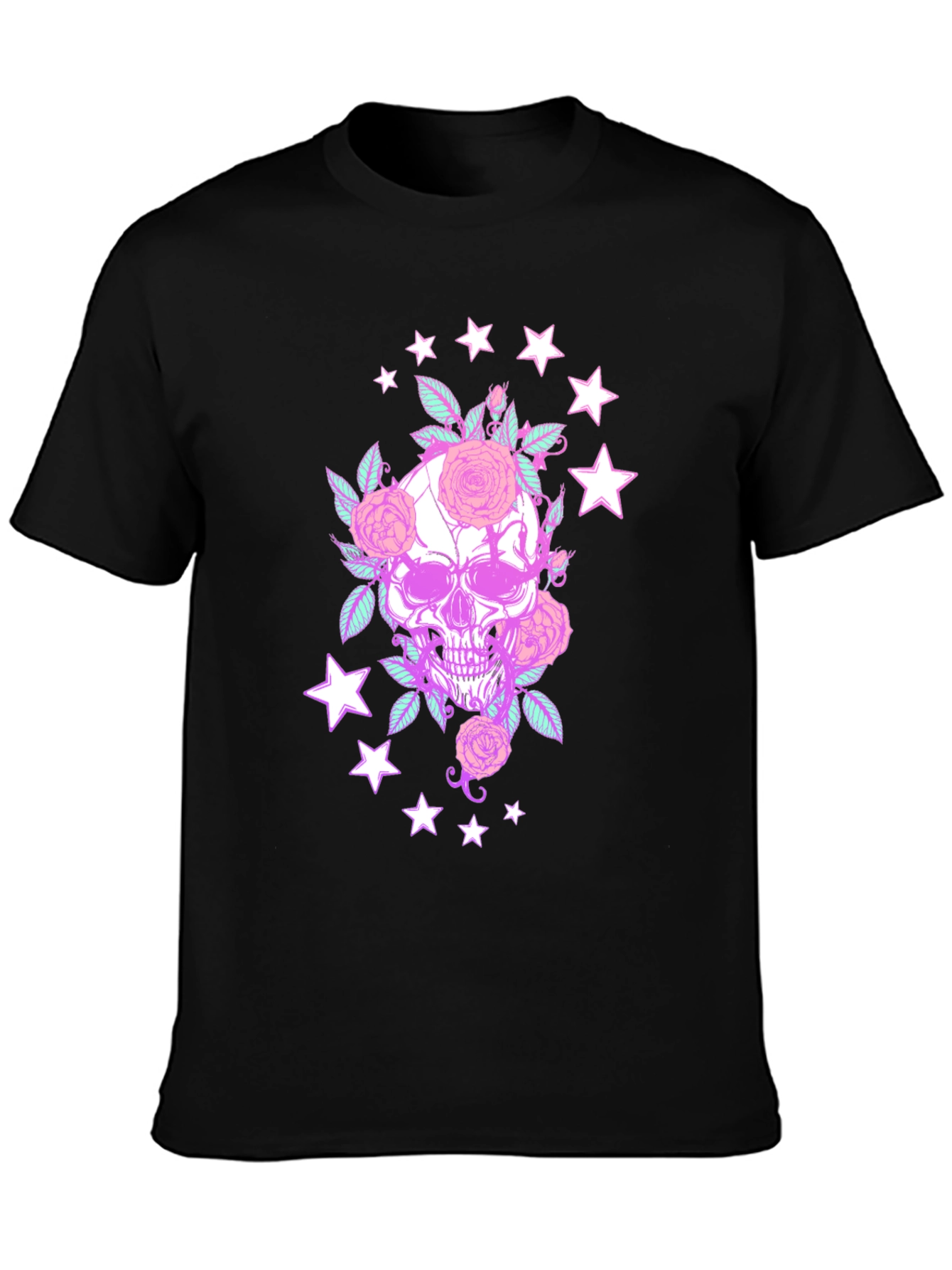 Skull & Roses Graphic Tee - Black T-Shirt