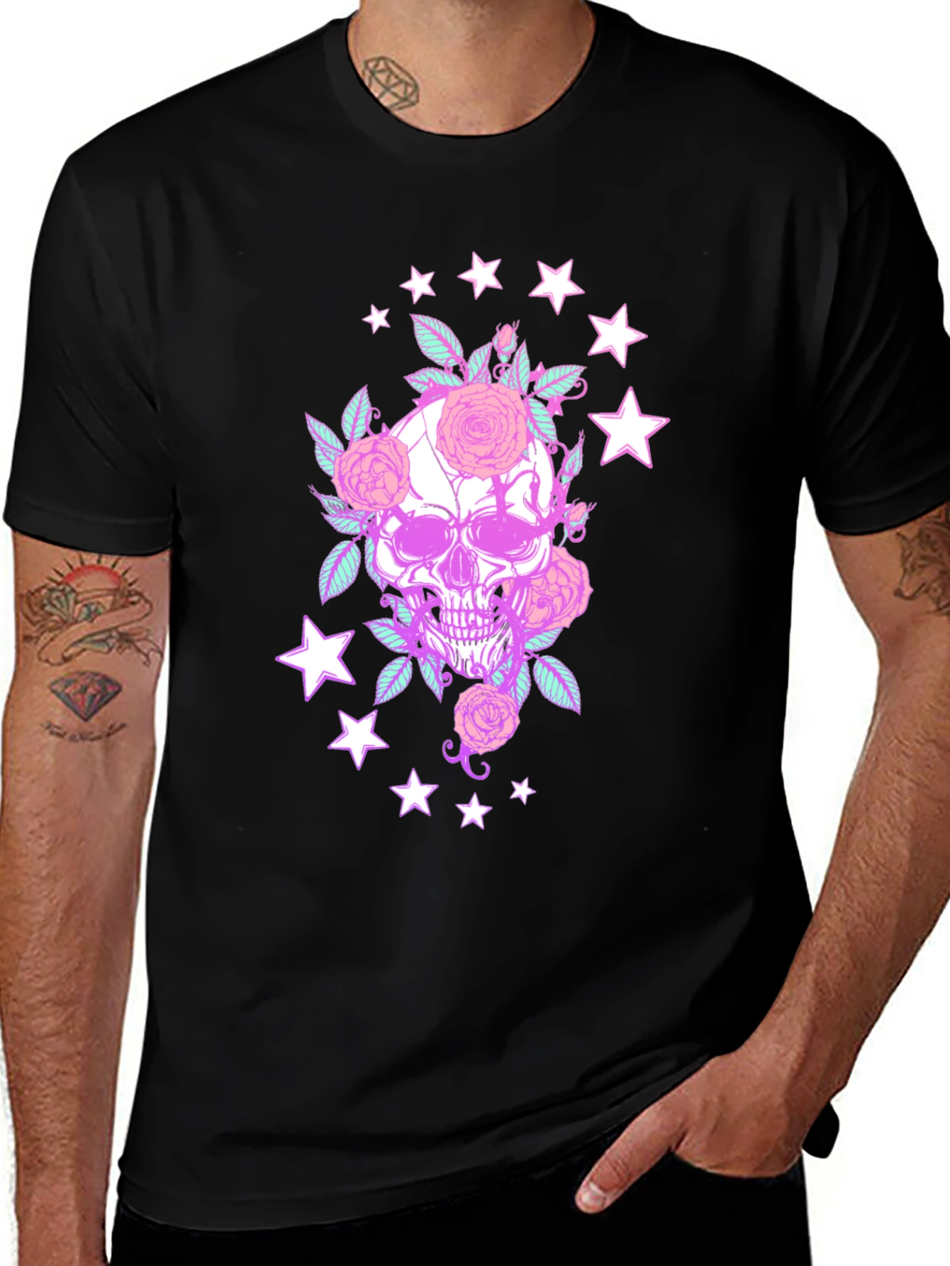 Skull & Roses Graphic Tee - Black T-Shirt