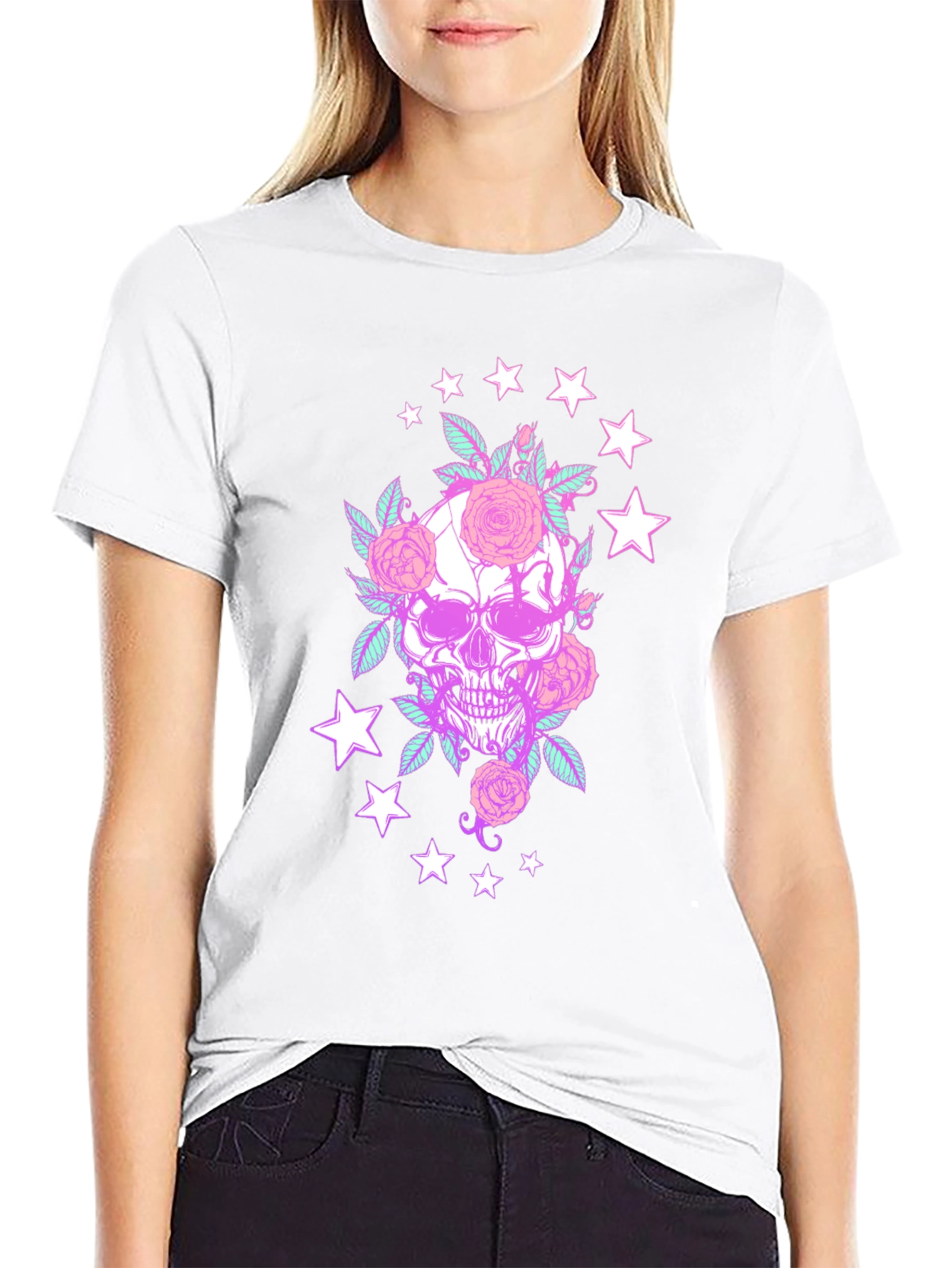 Skull & Roses Graphic Tee - Black T-Shirt