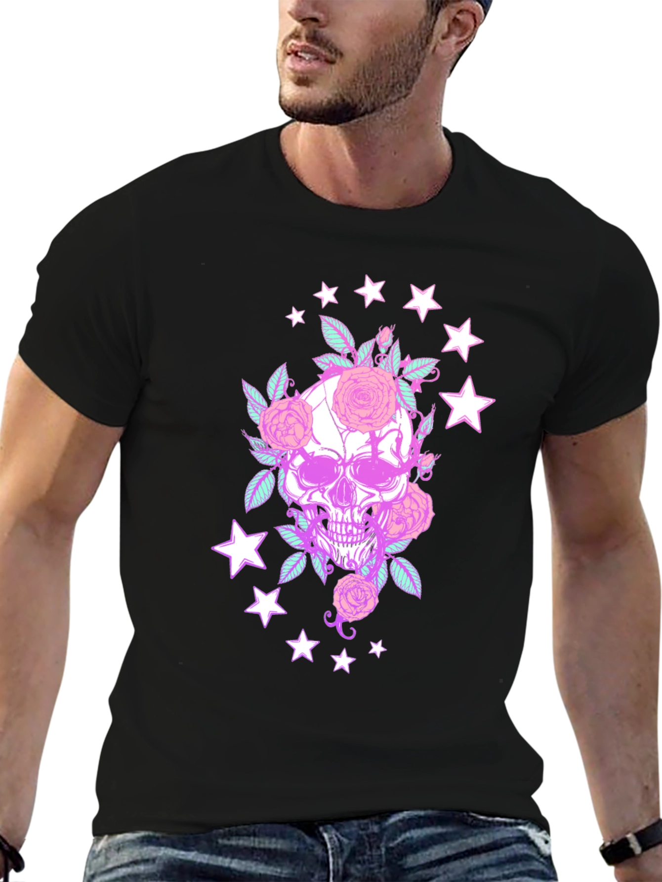 Skull & Roses Graphic Tee - Black T-Shirt