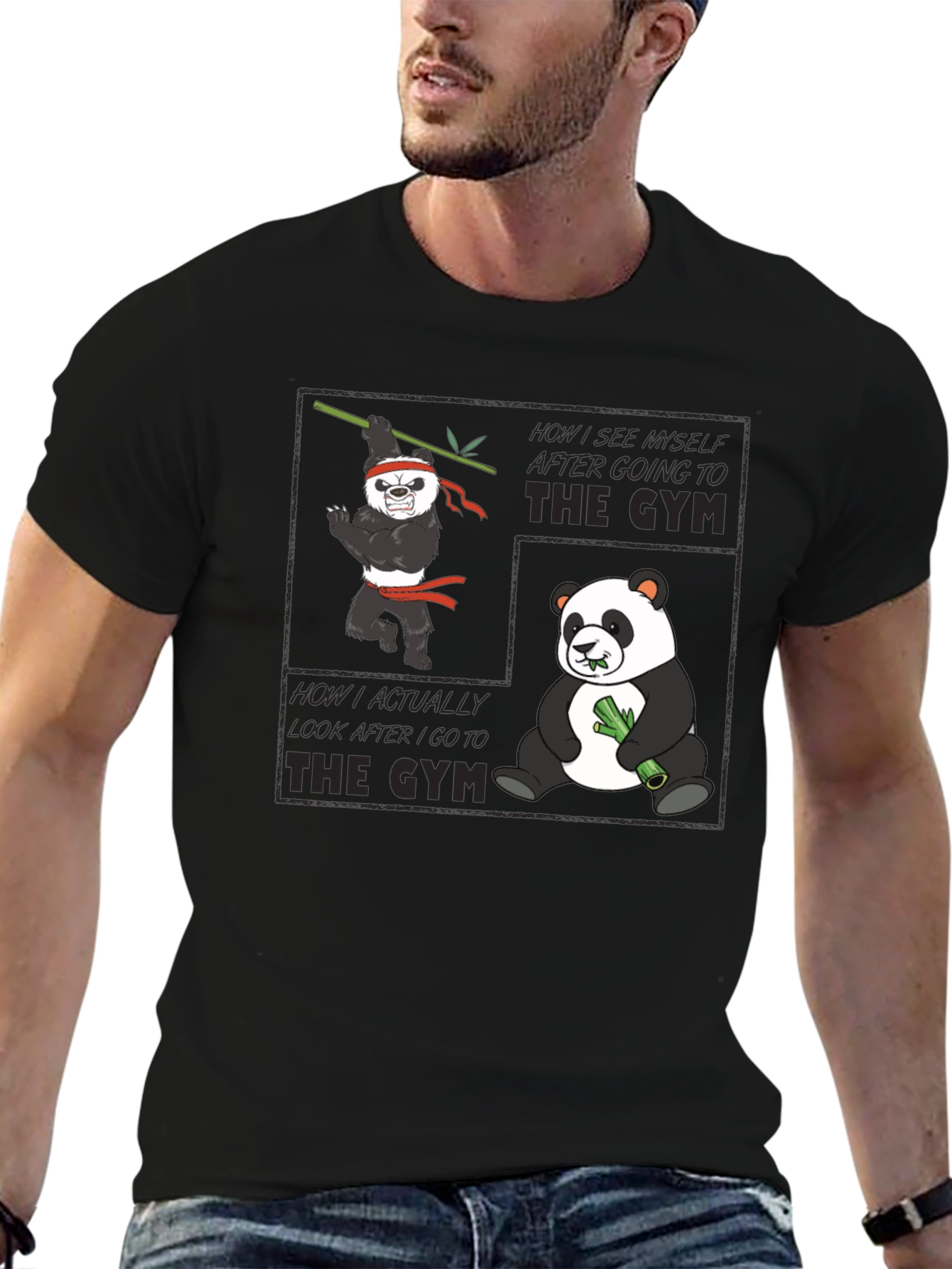 Panda Gym Black T-Shirt