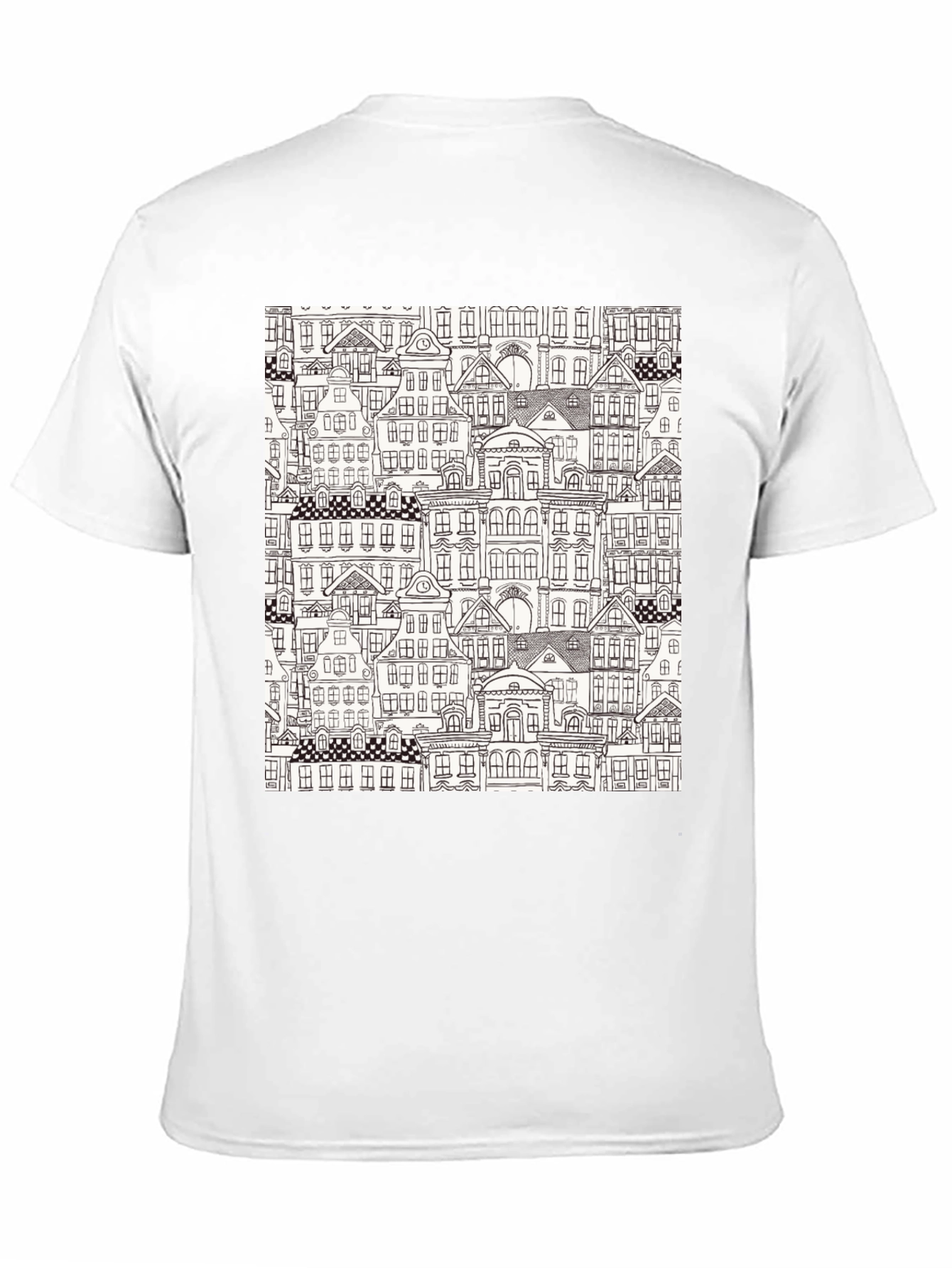 Cityscape Print Black T-Shirt