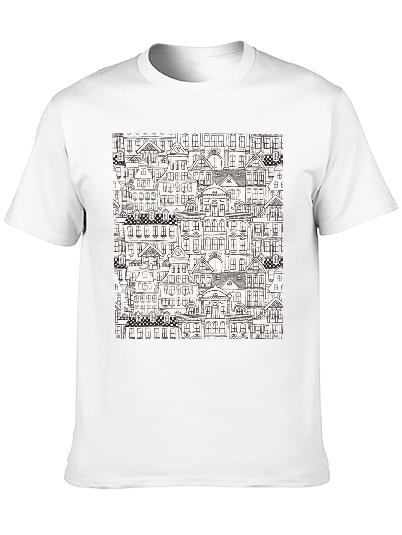 Cityscape Print Black T-Shirt