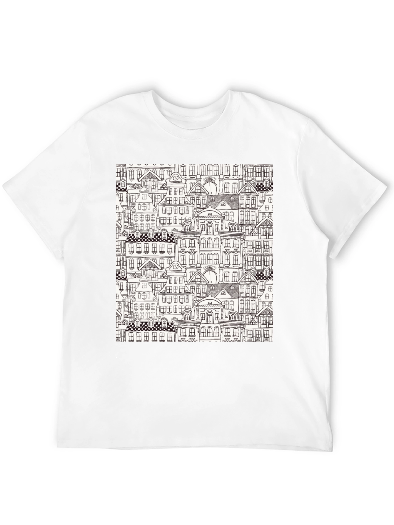 Cityscape Print Black T-Shirt