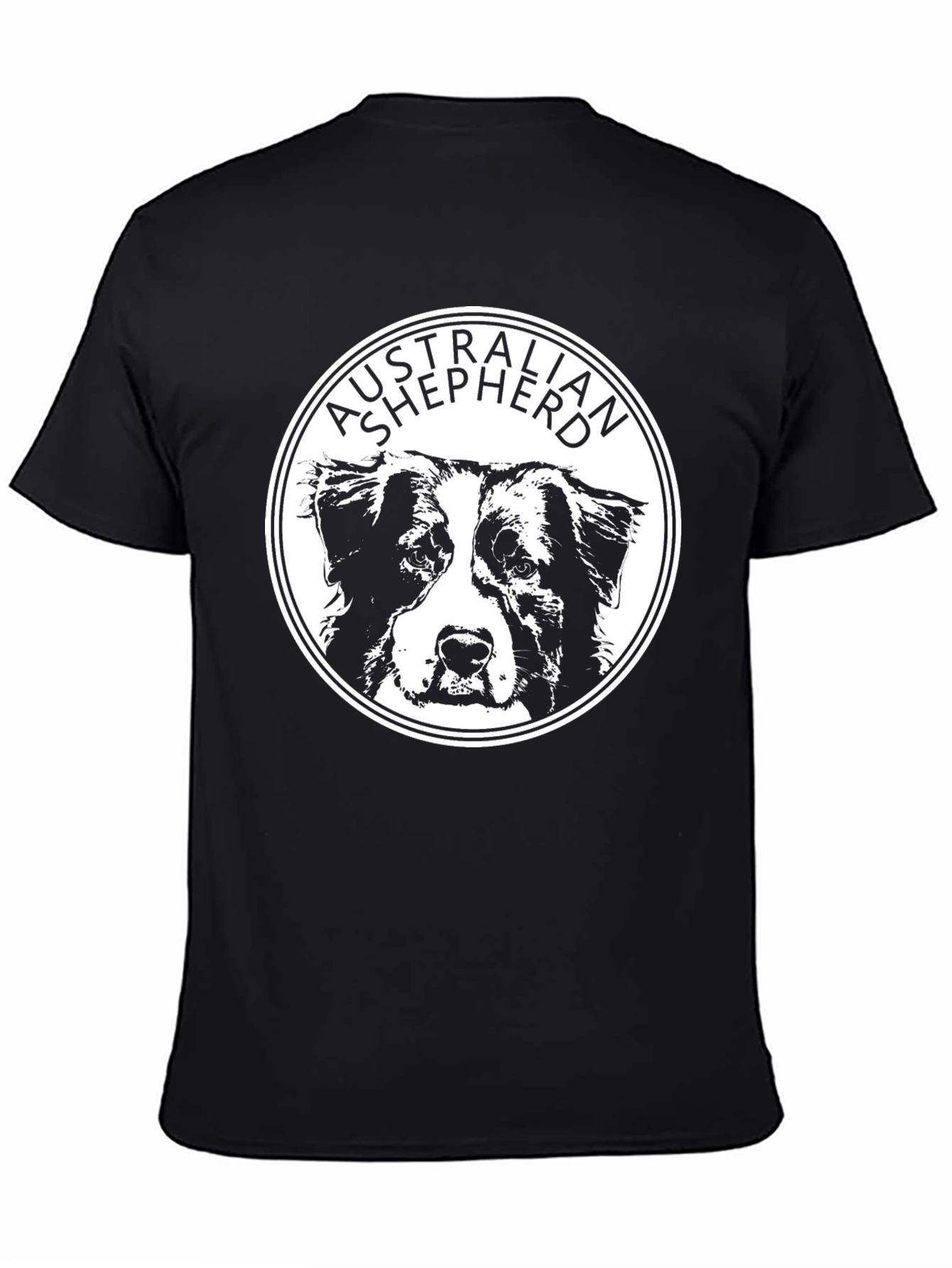 Australian Shepherd Dog T-Shirt - Black Cotton Tee