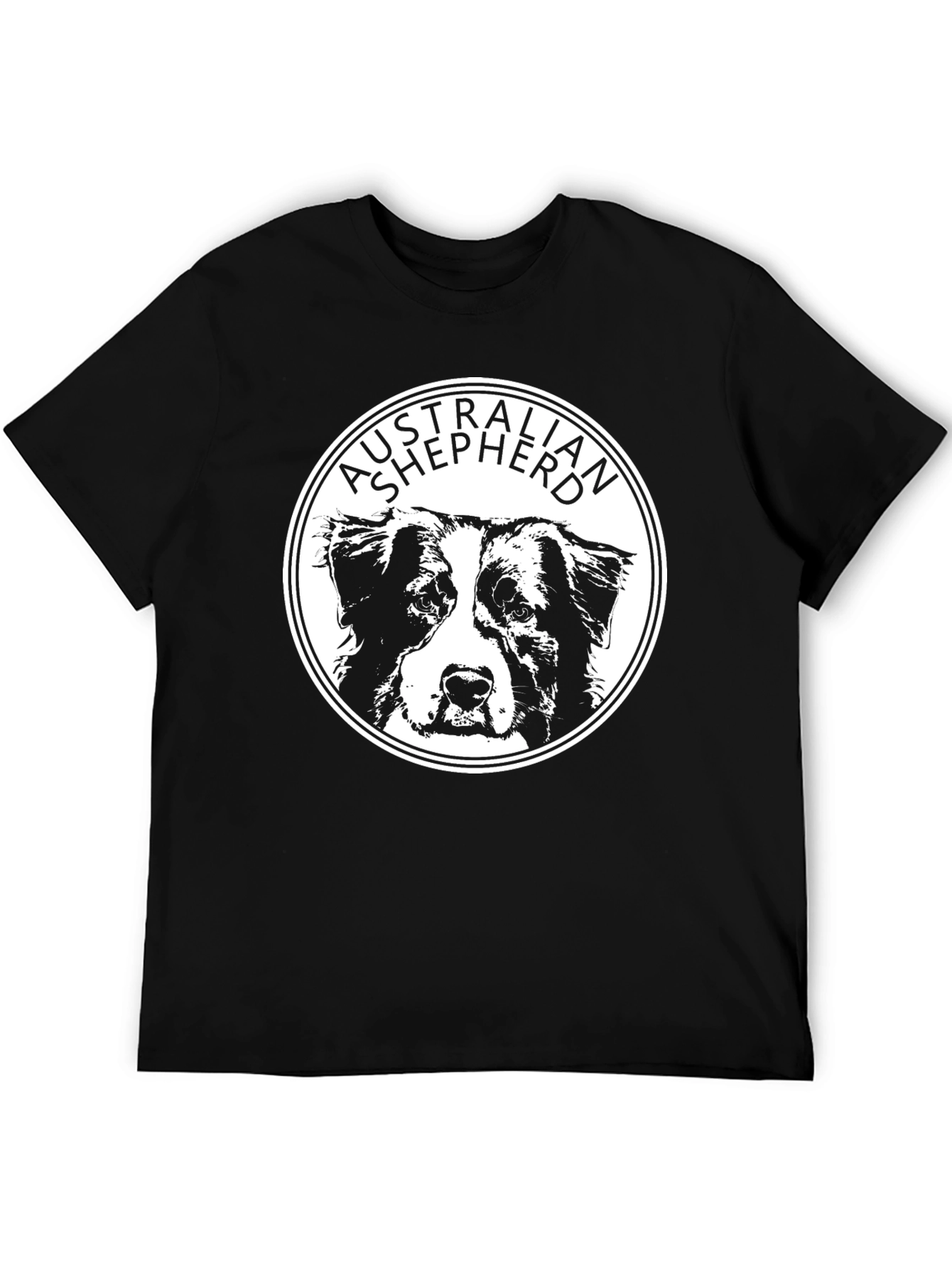 Australian Shepherd Dog T-Shirt - Black Cotton Tee