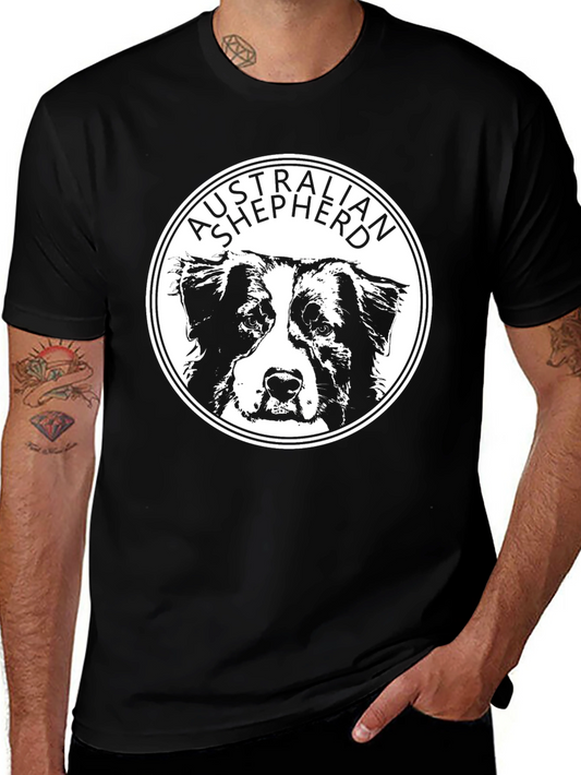 Australian Shepherd Dog T-Shirt - Black Cotton Tee
