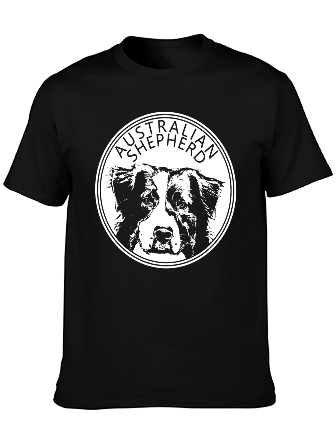 Australian Shepherd Dog T-Shirt - Black Cotton Tee