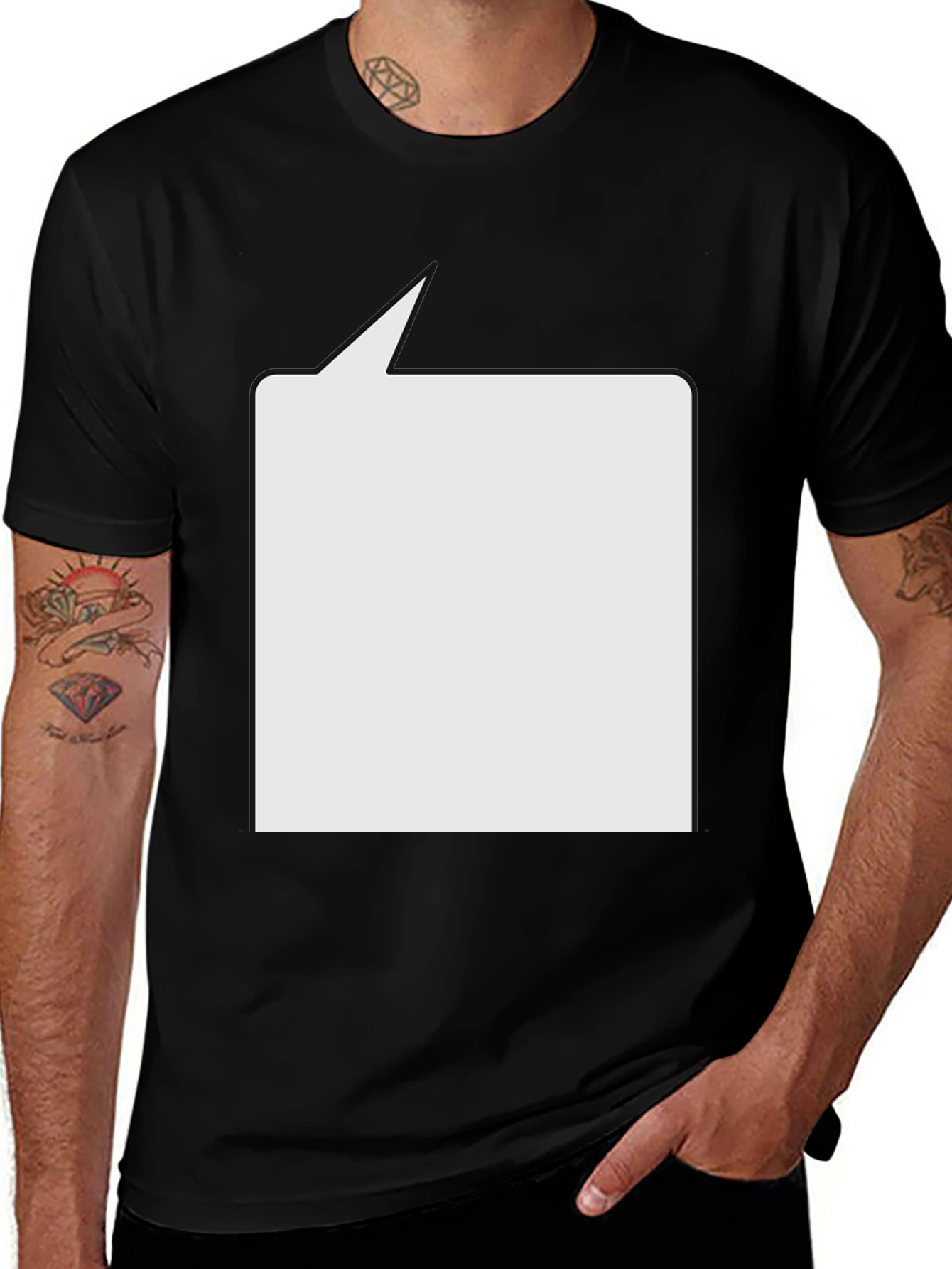 Black T-Shirt with Customizable Speech Bubble
