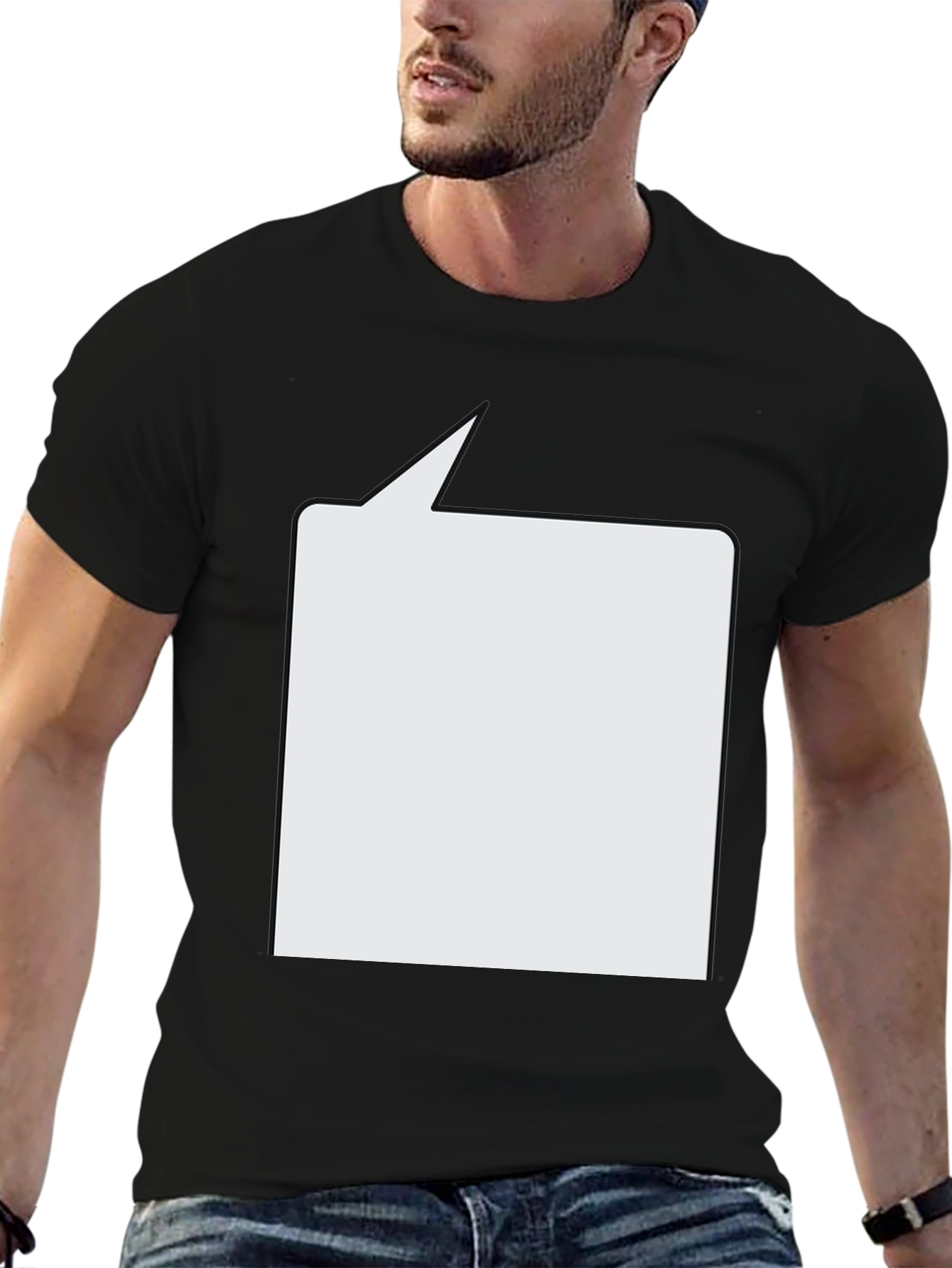 Black T-Shirt with Customizable Speech Bubble