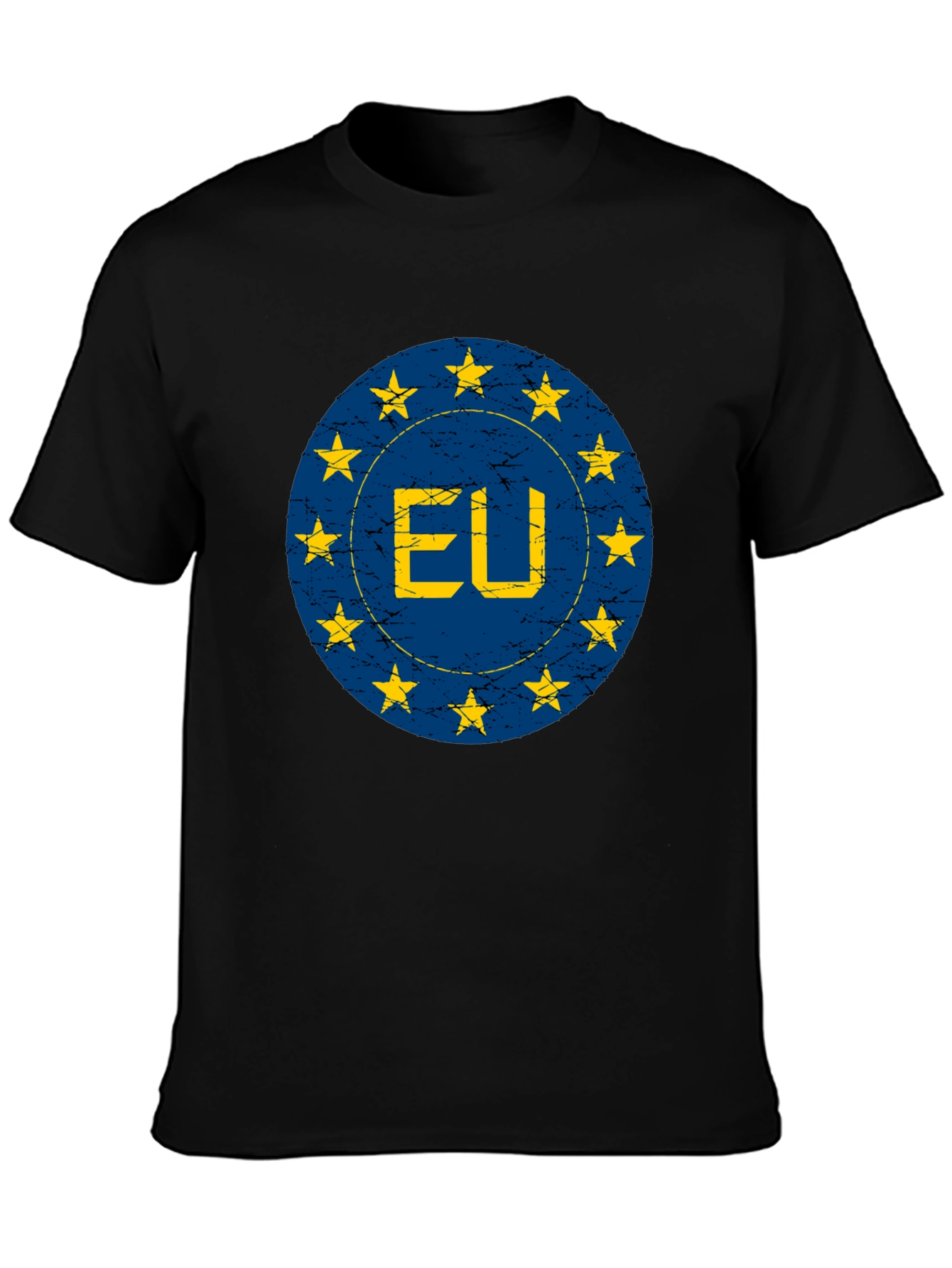 EU Flag Star Circle Graphic T-Shirt - Black