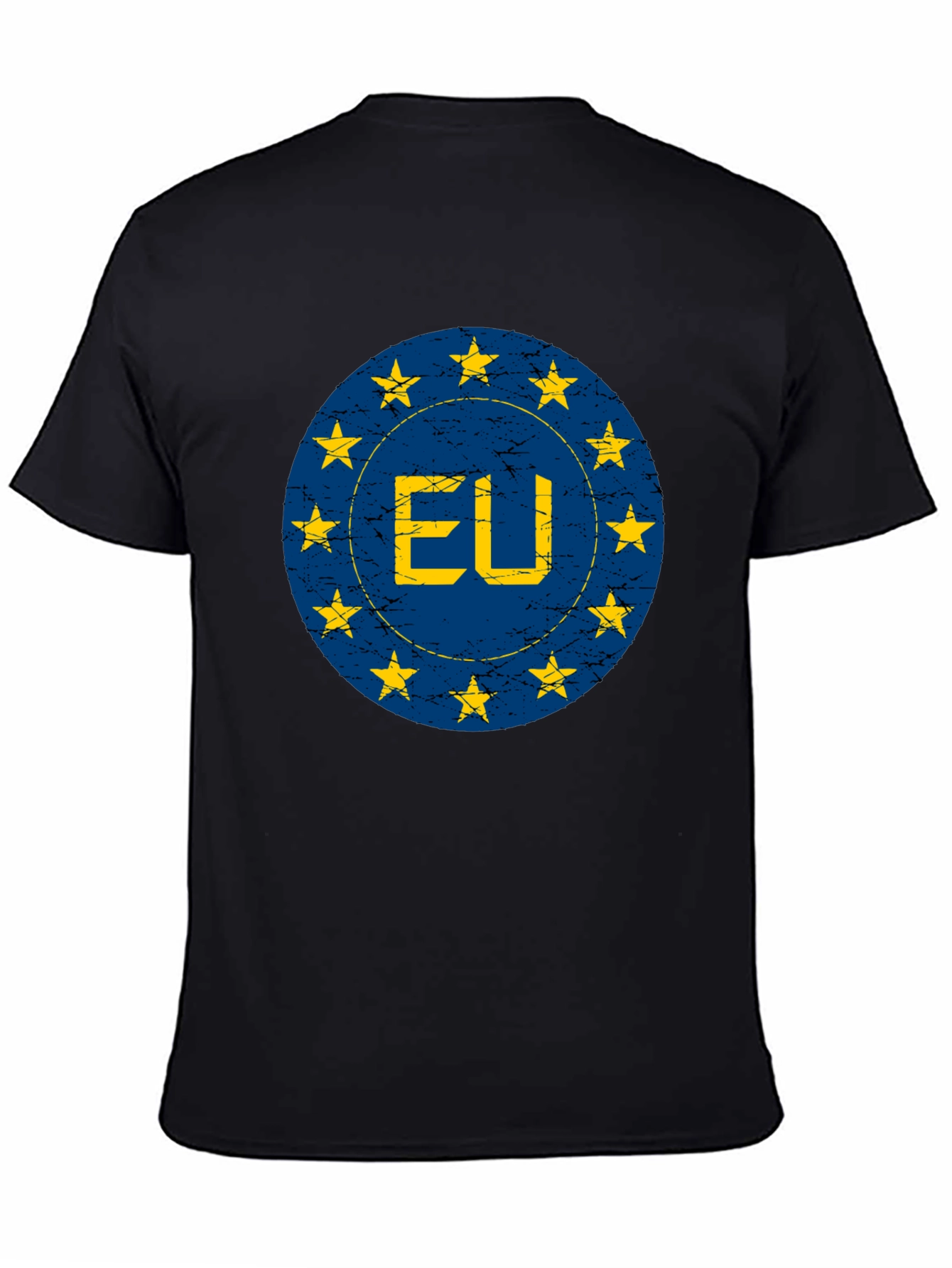 EU Flag Star Circle Graphic T-Shirt - Black