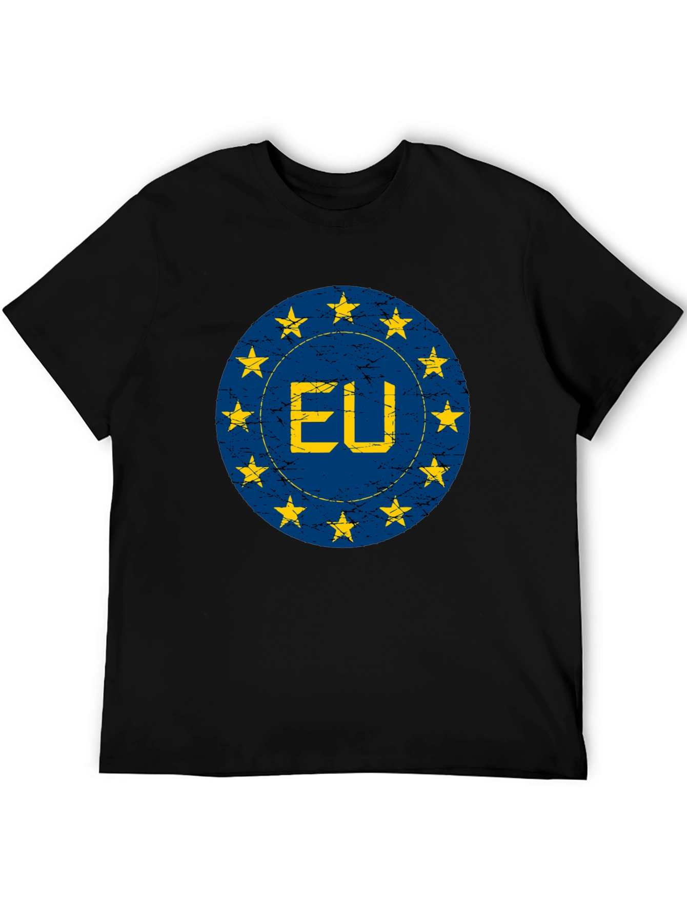 EU Flag Star Circle Graphic T-Shirt - Black