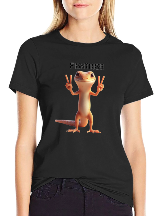 Fighting Gecko T-Shirt - Black Cotton Blend
