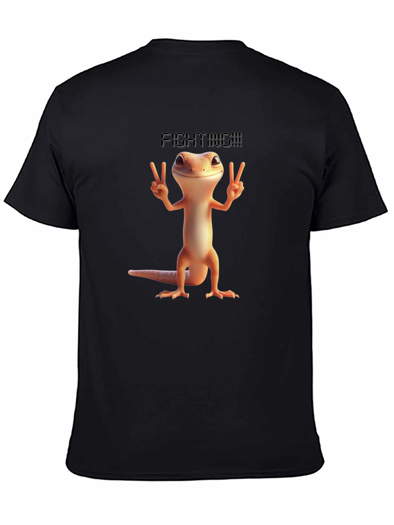 Fighting Gecko T-Shirt - Black Cotton Blend