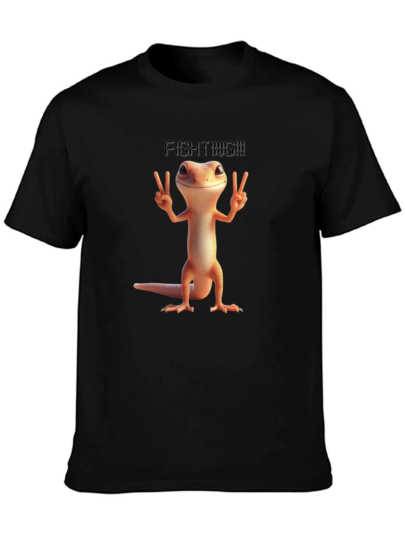Fighting Gecko T-Shirt - Black Cotton Blend