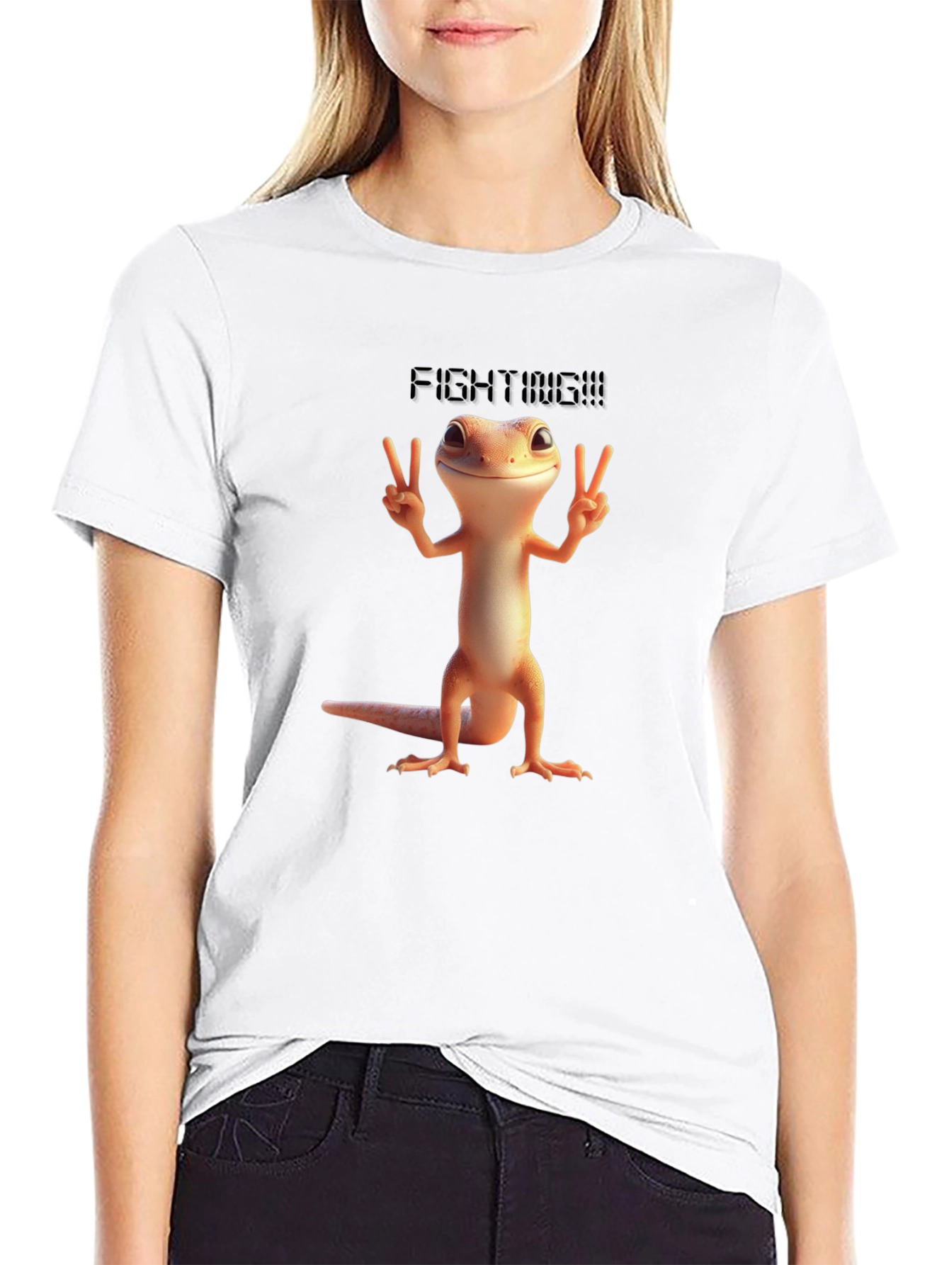 Fighting Gecko T-Shirt - Black Cotton Blend