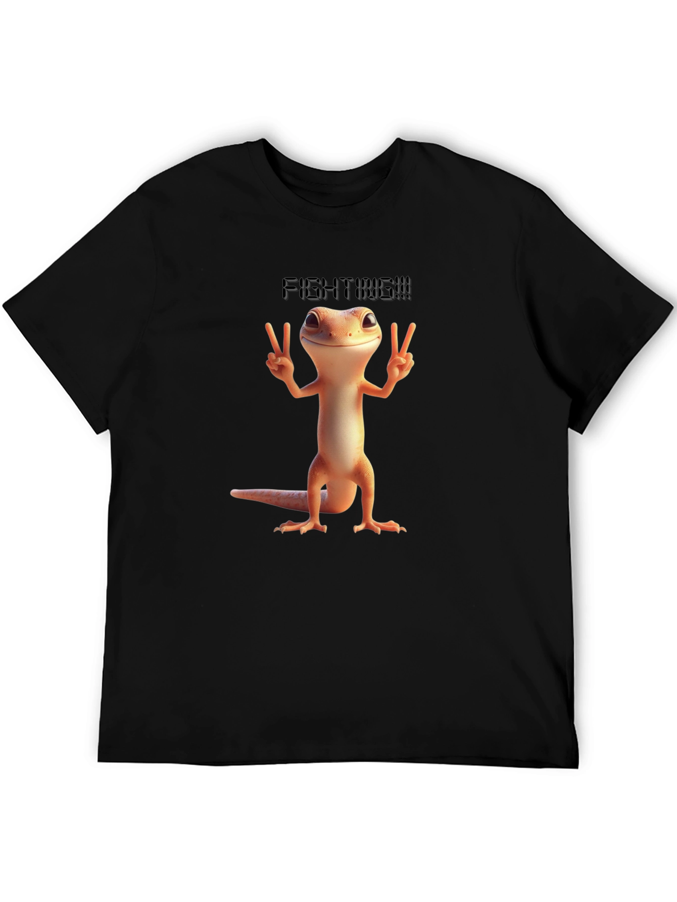 Fighting Gecko T-Shirt - Black Cotton Blend