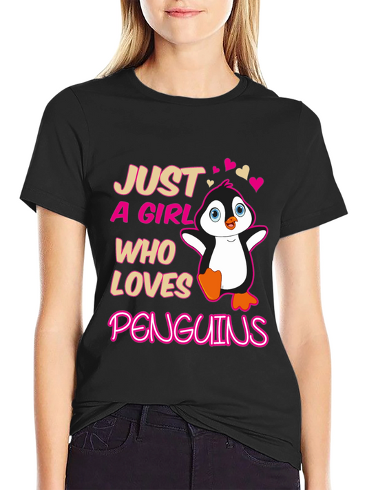 Just A Girl Who Loves Penguins T-Shirt Cute Penguin Tee