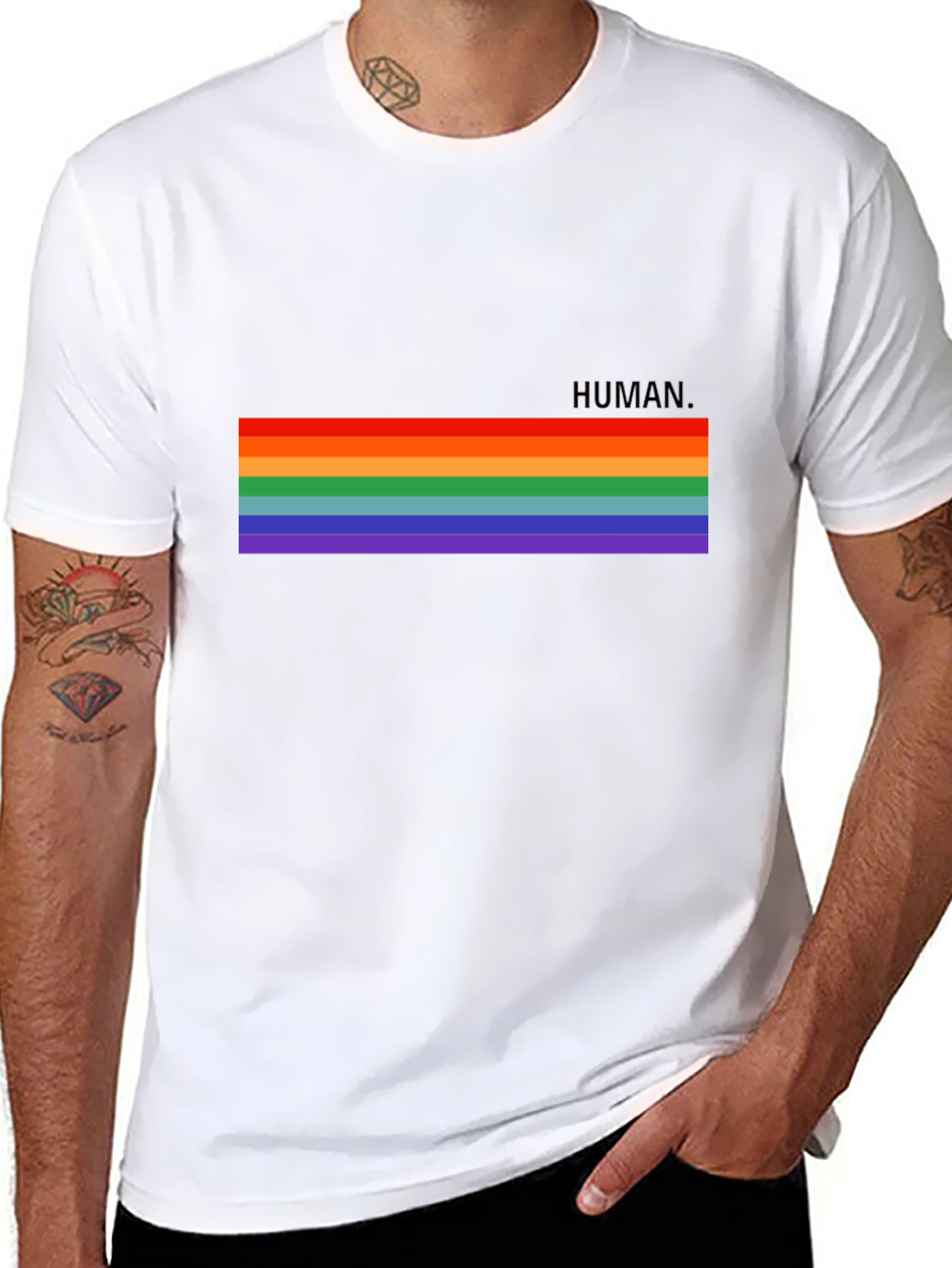 Human Pride Rainbow T-Shirt - Unisex Black Tee