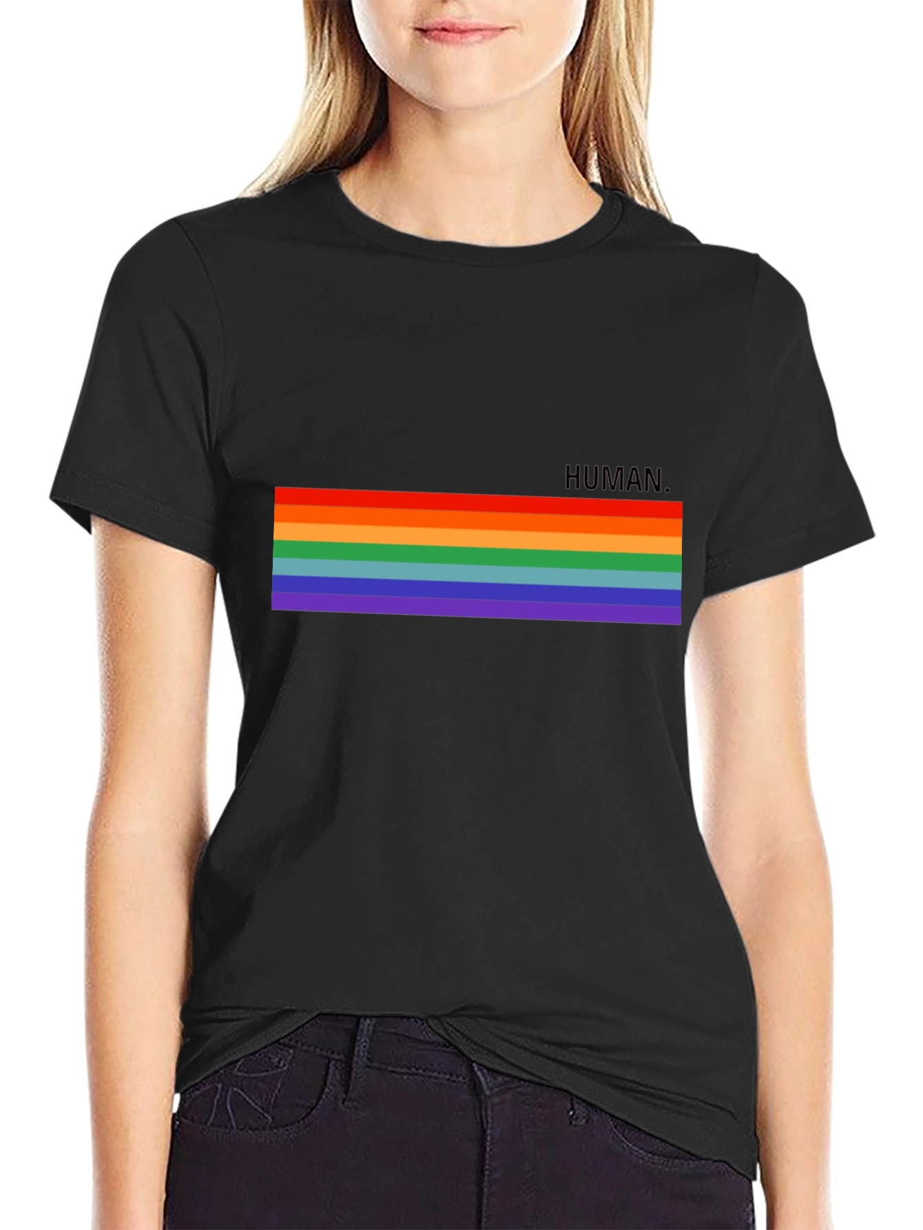 Human Pride Rainbow T-Shirt - Unisex Black Tee