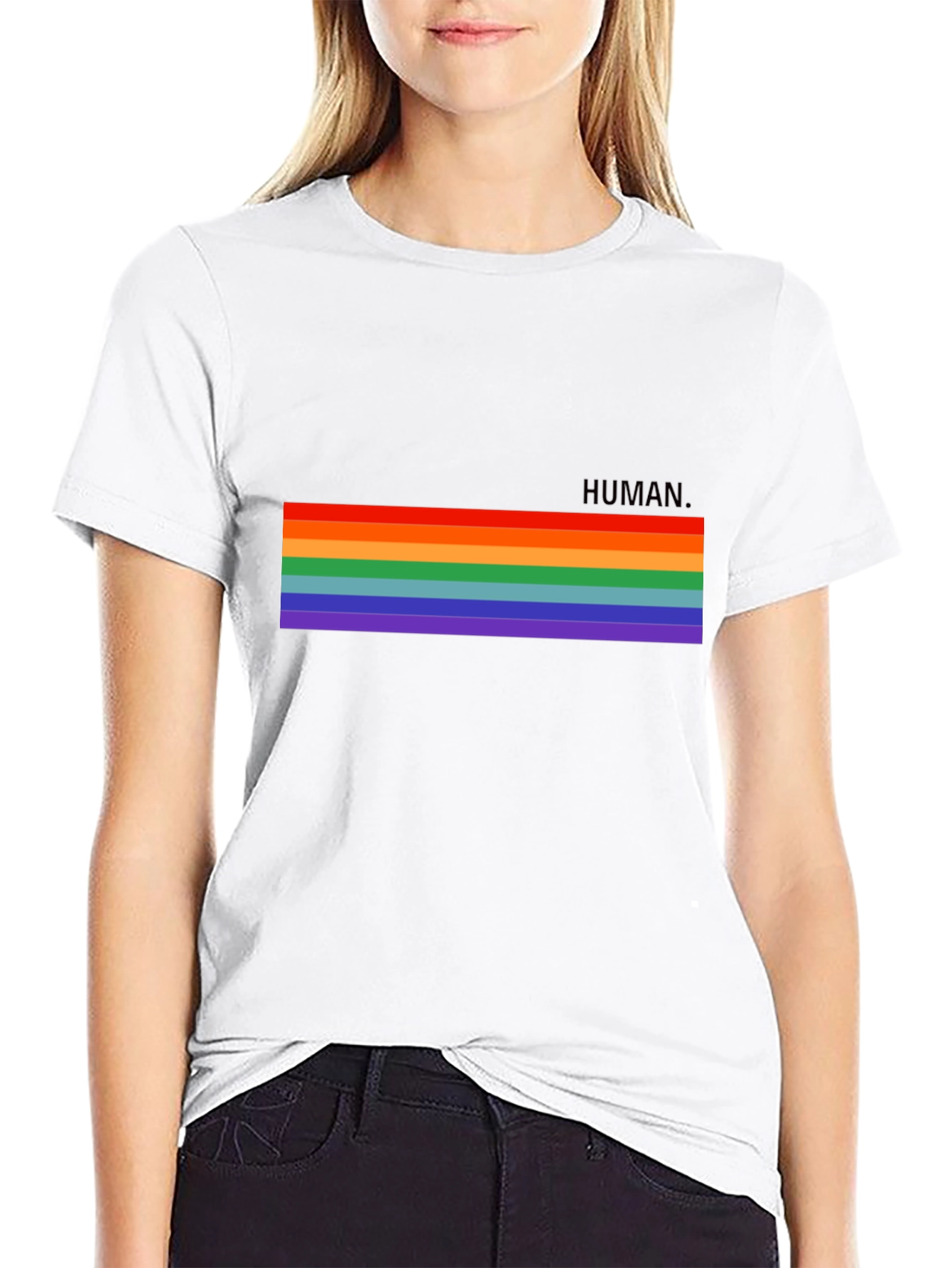Human Pride Rainbow T-Shirt - Unisex Black Tee