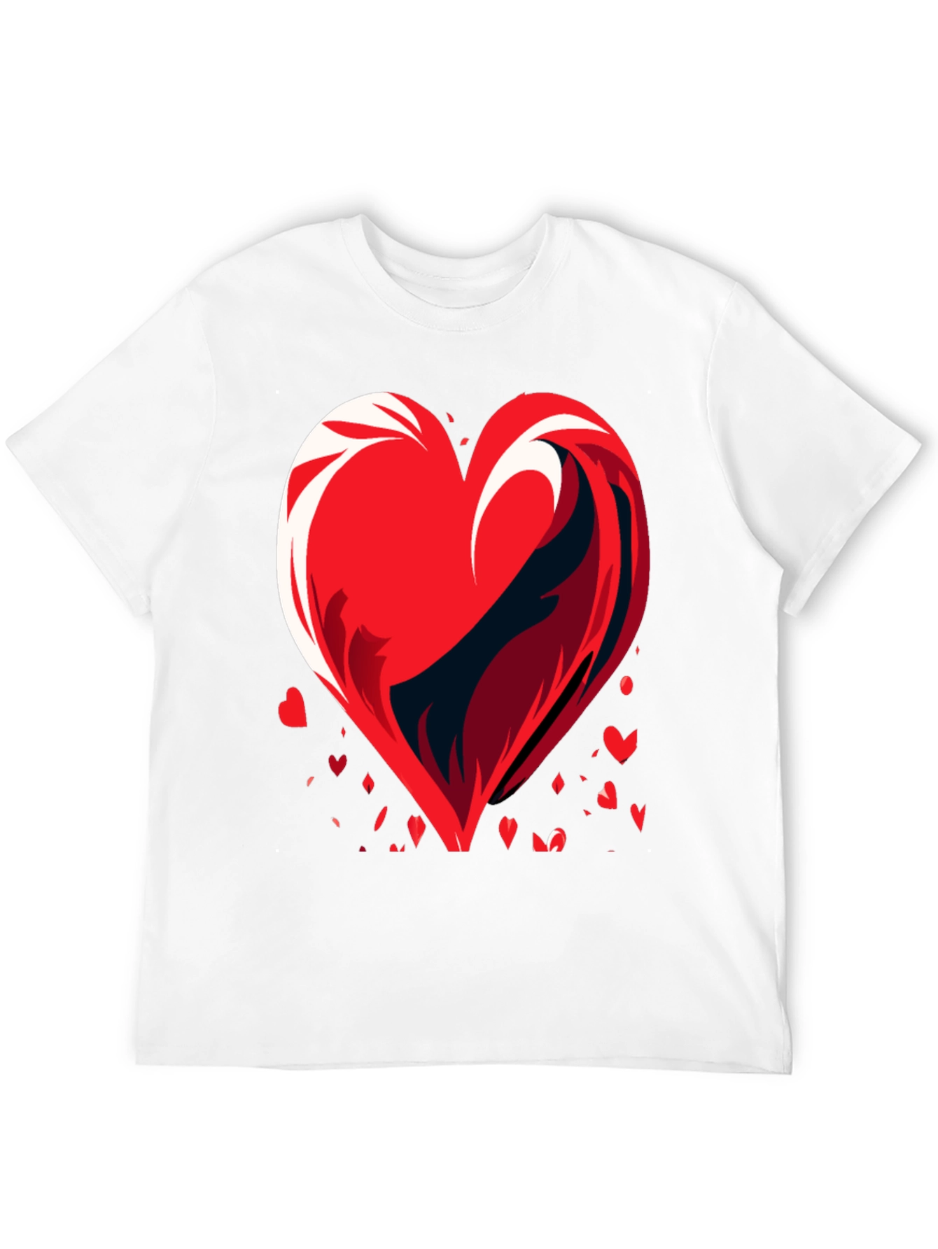 Heart Wave Graphic Mens Black T-Shirt