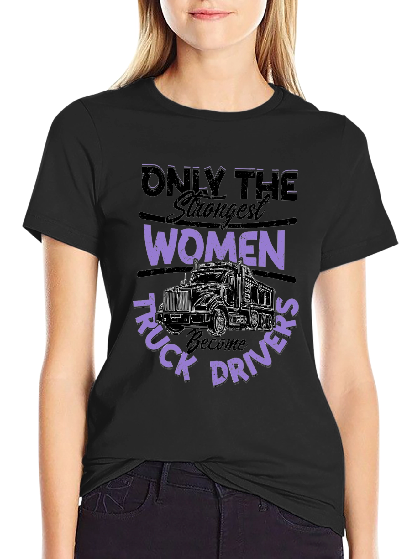 Strong Women Truck Driver T-Shirt - Black
