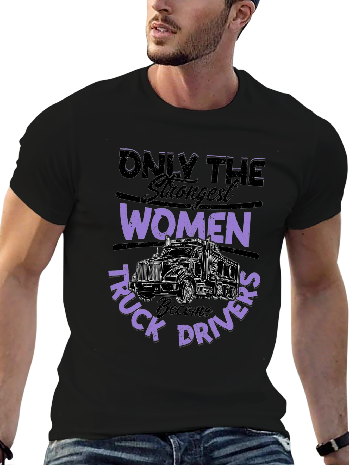 Strong Women Truck Driver T-Shirt - Black