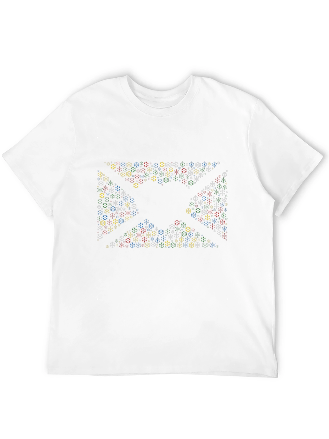Geometric Snowflake Pattern Black Tee
