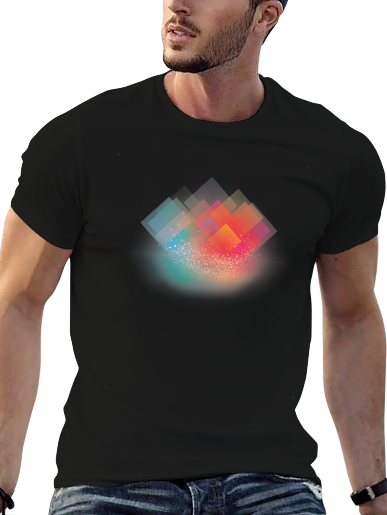 Abstract Geometric Black T-Shirt
