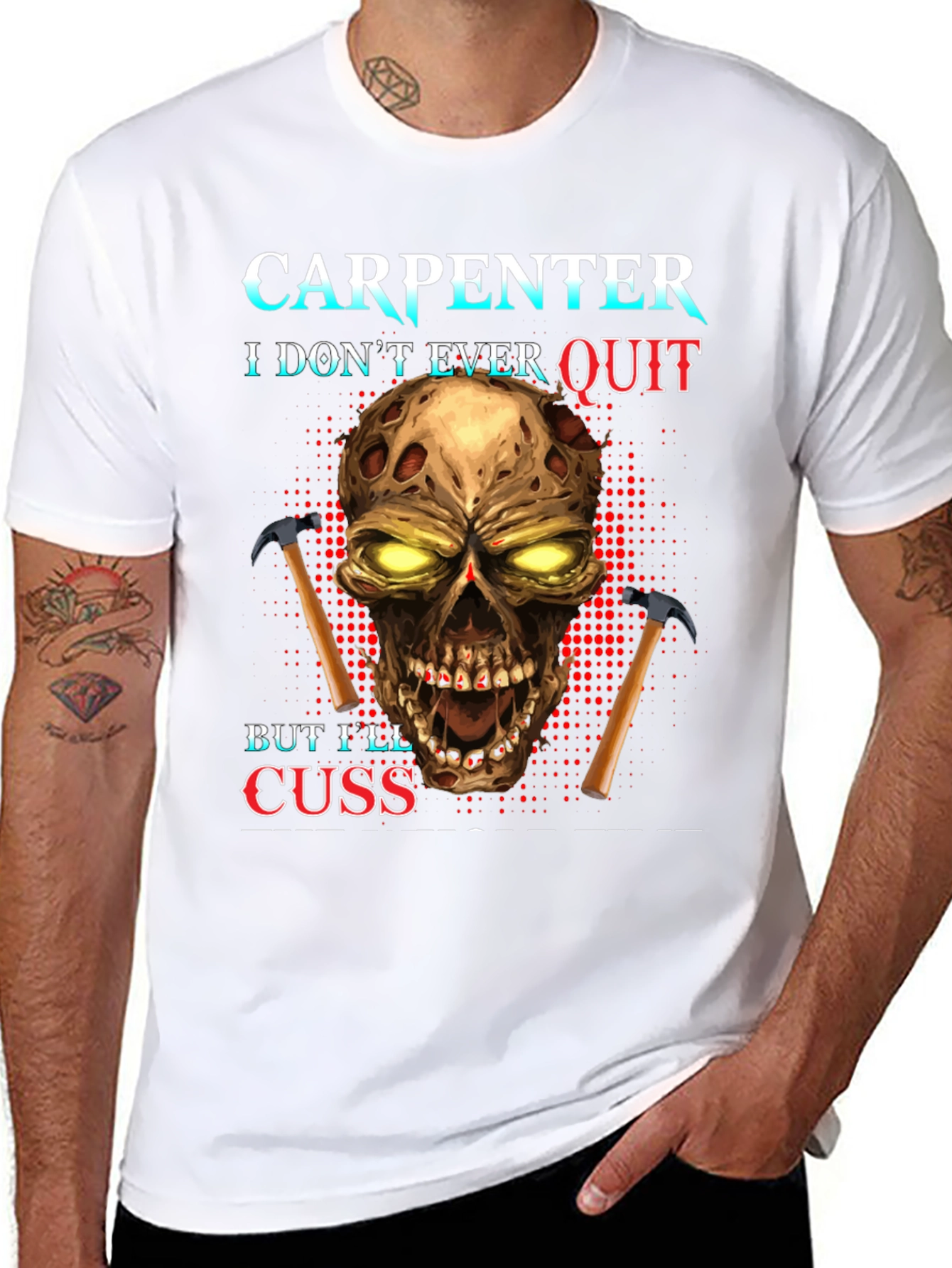 Carpenter Skull Graphic T-Shirt - Never Quit