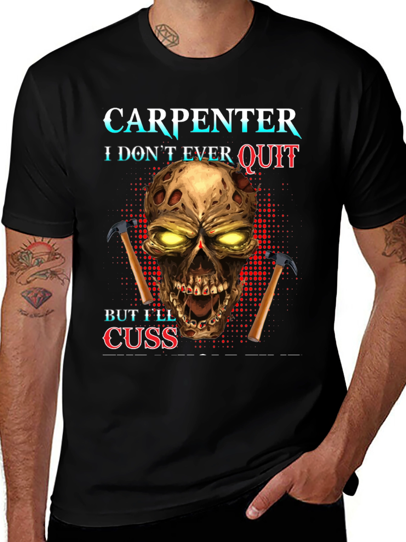 Carpenter Skull Graphic T-Shirt - Never Quit