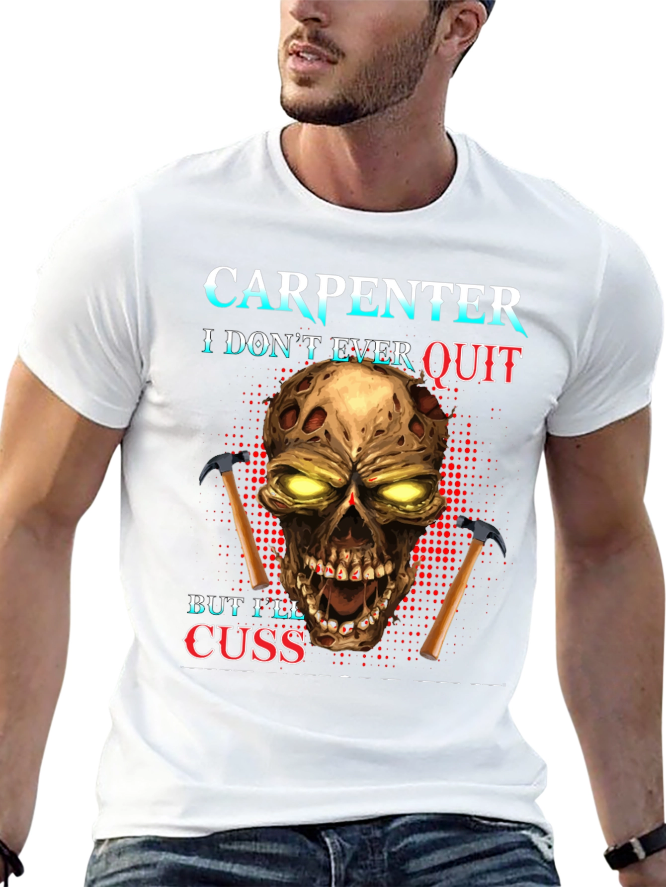 Carpenter Skull Graphic T-Shirt - Never Quit