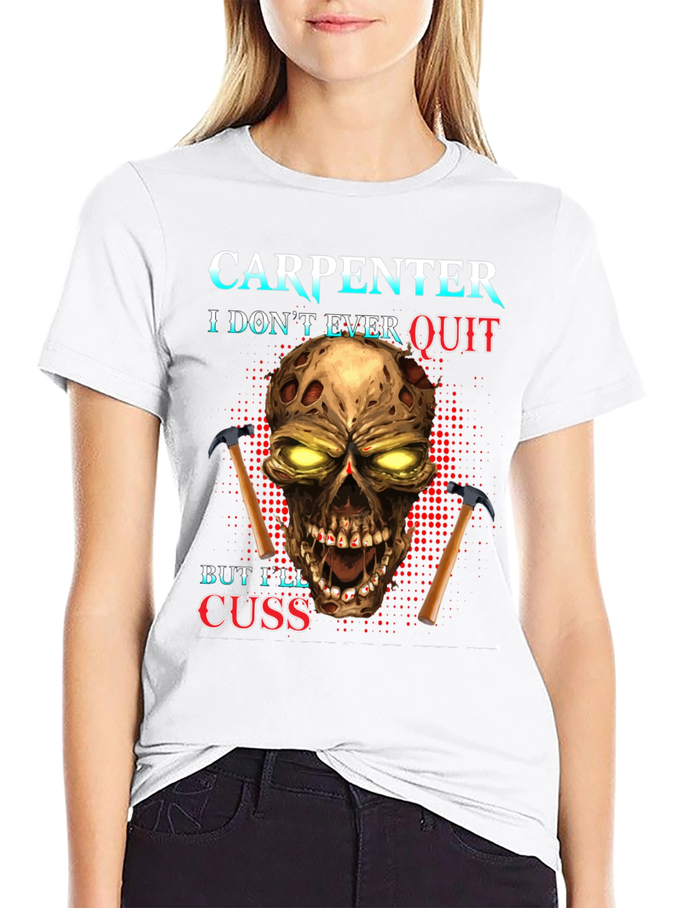 Carpenter Skull Graphic T-Shirt - Never Quit
