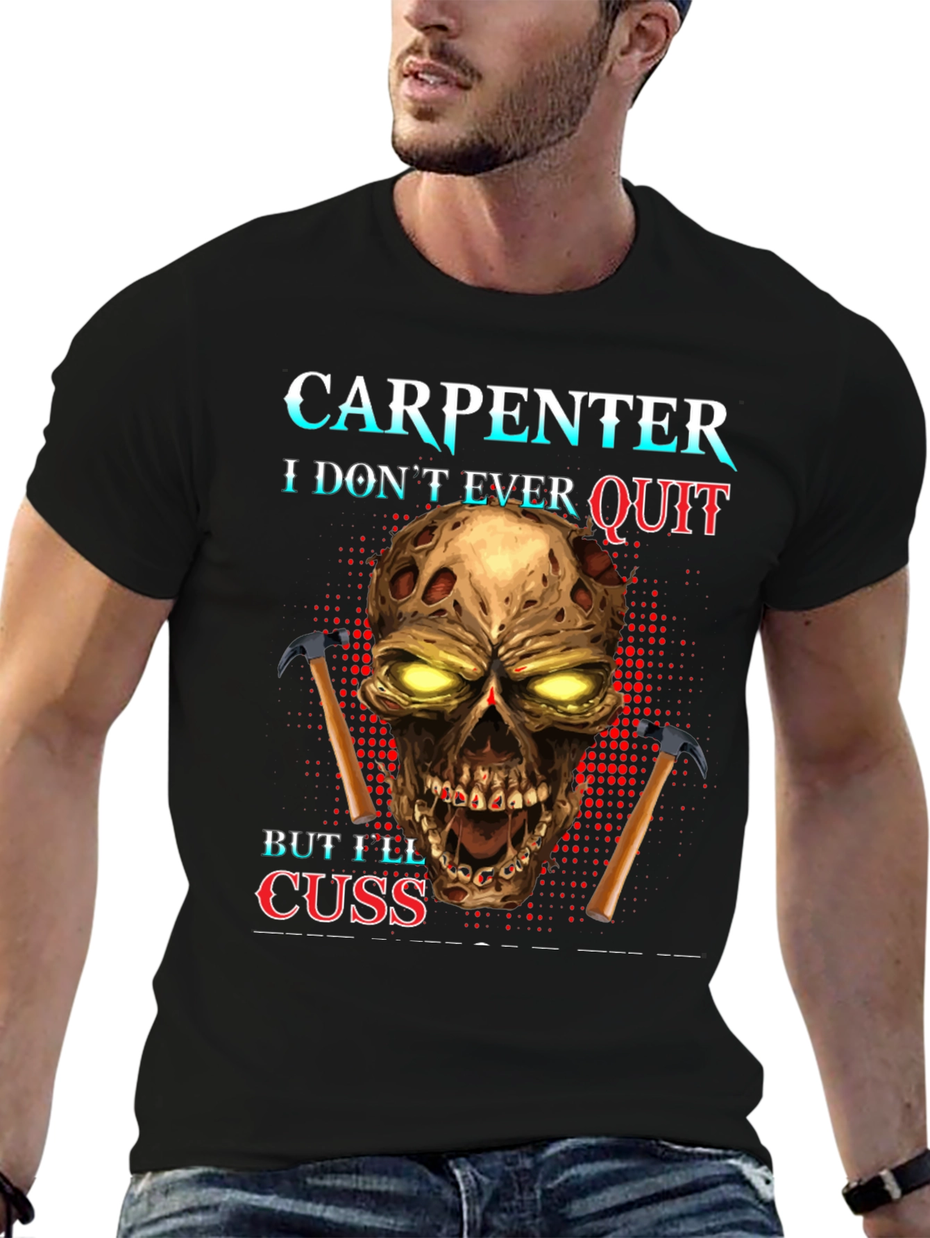 Carpenter Skull Graphic T-Shirt - Never Quit