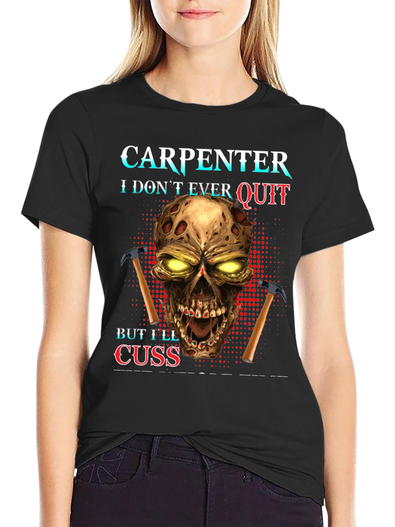 Carpenter Skull Graphic T-Shirt - Never Quit