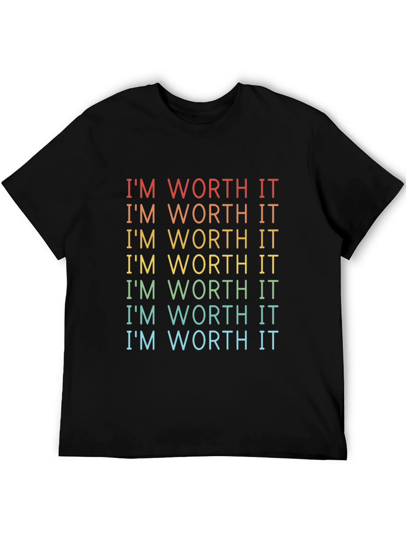 Im Worth It Rainbow Graphic T-Shirt - Black