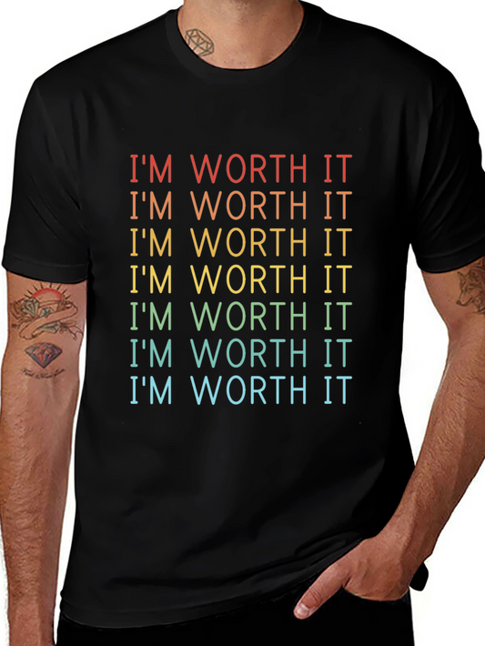 Im Worth It Rainbow Graphic T-Shirt - Black