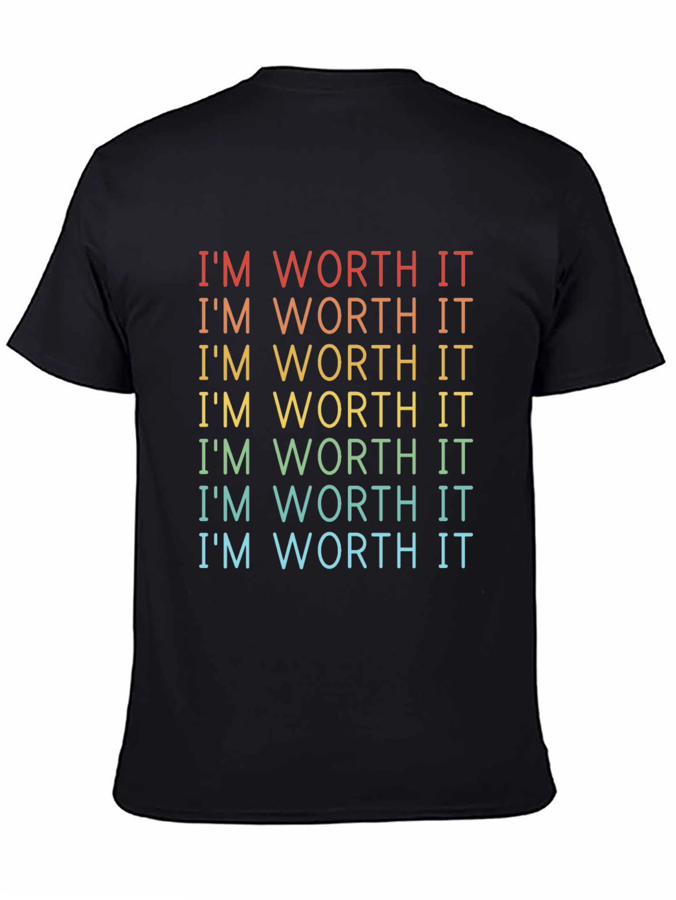 Im Worth It Rainbow Graphic T-Shirt - Black
