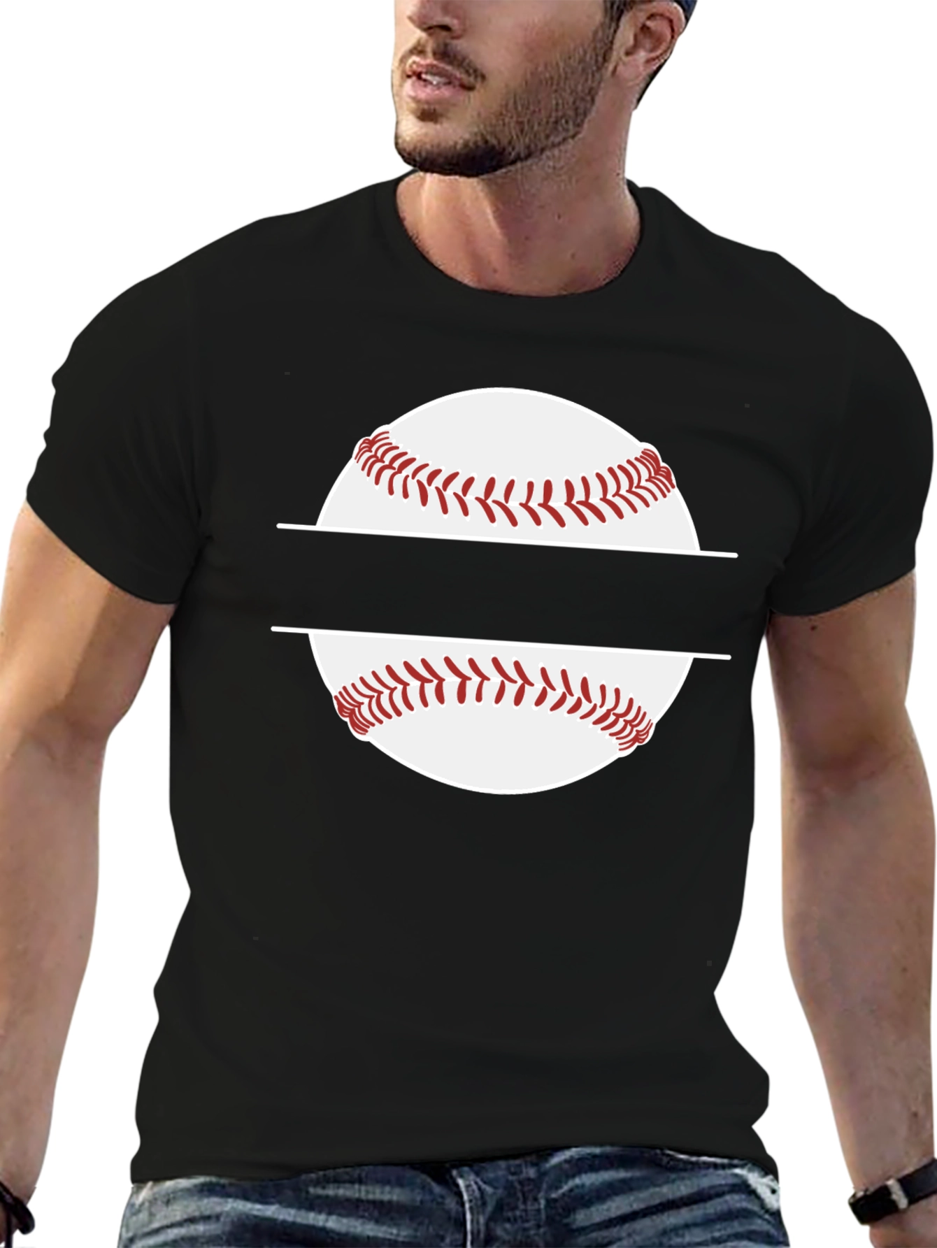 Baseball T-Shirt: Personalized Split Baseball Graphic Tee