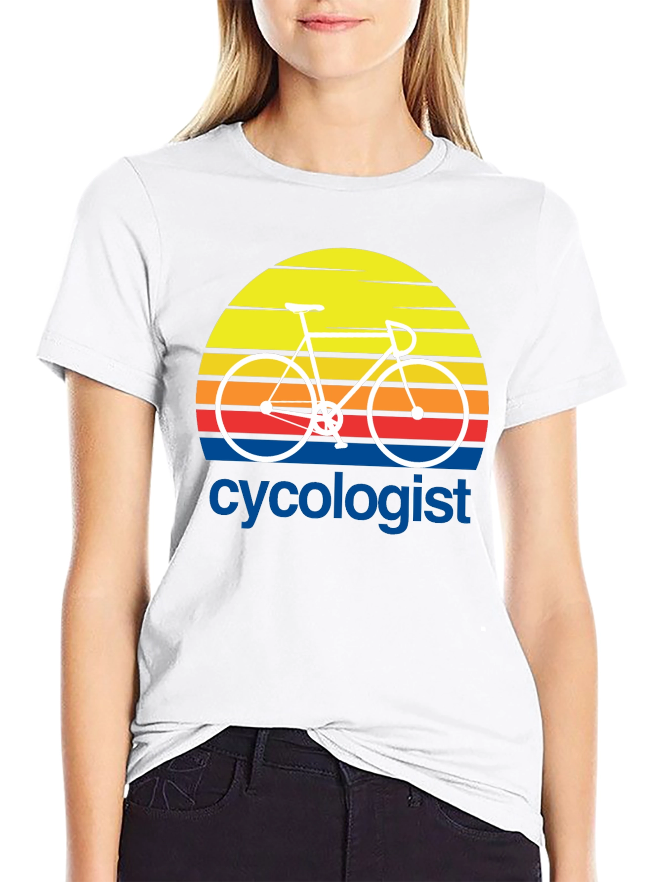 Cycologist T-Shirt - Retro Sunset Bicycle Design