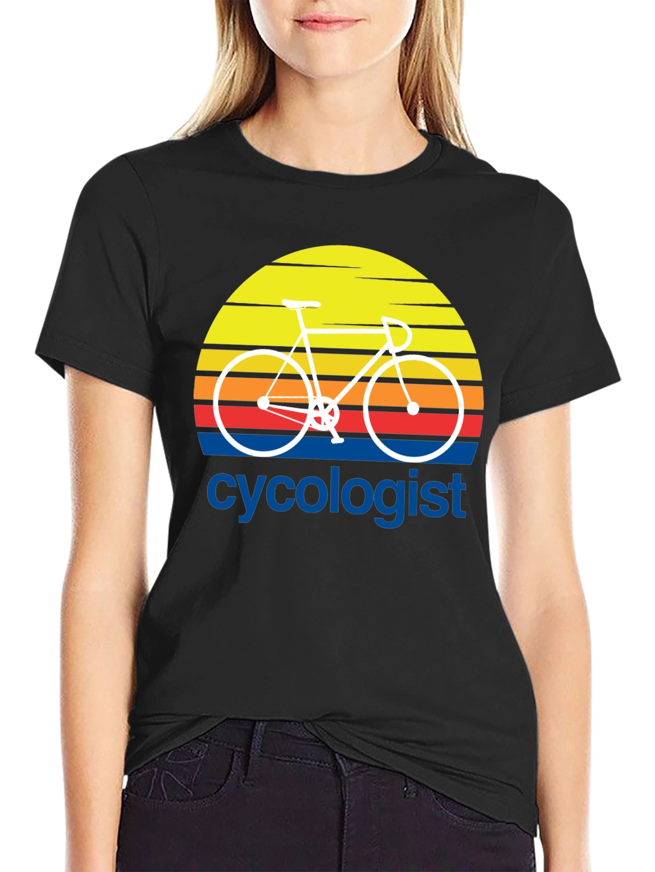 Cycologist T-Shirt - Retro Sunset Bicycle Design