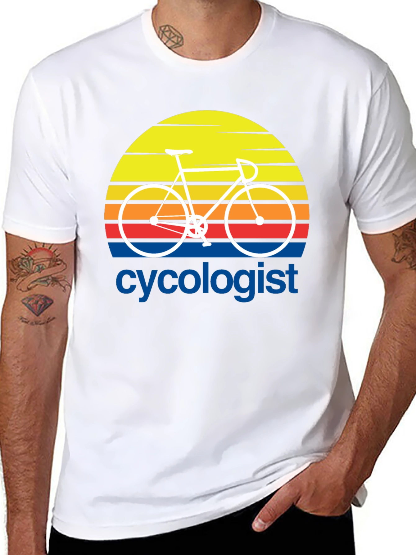 Cycologist T-Shirt - Retro Sunset Bicycle Design