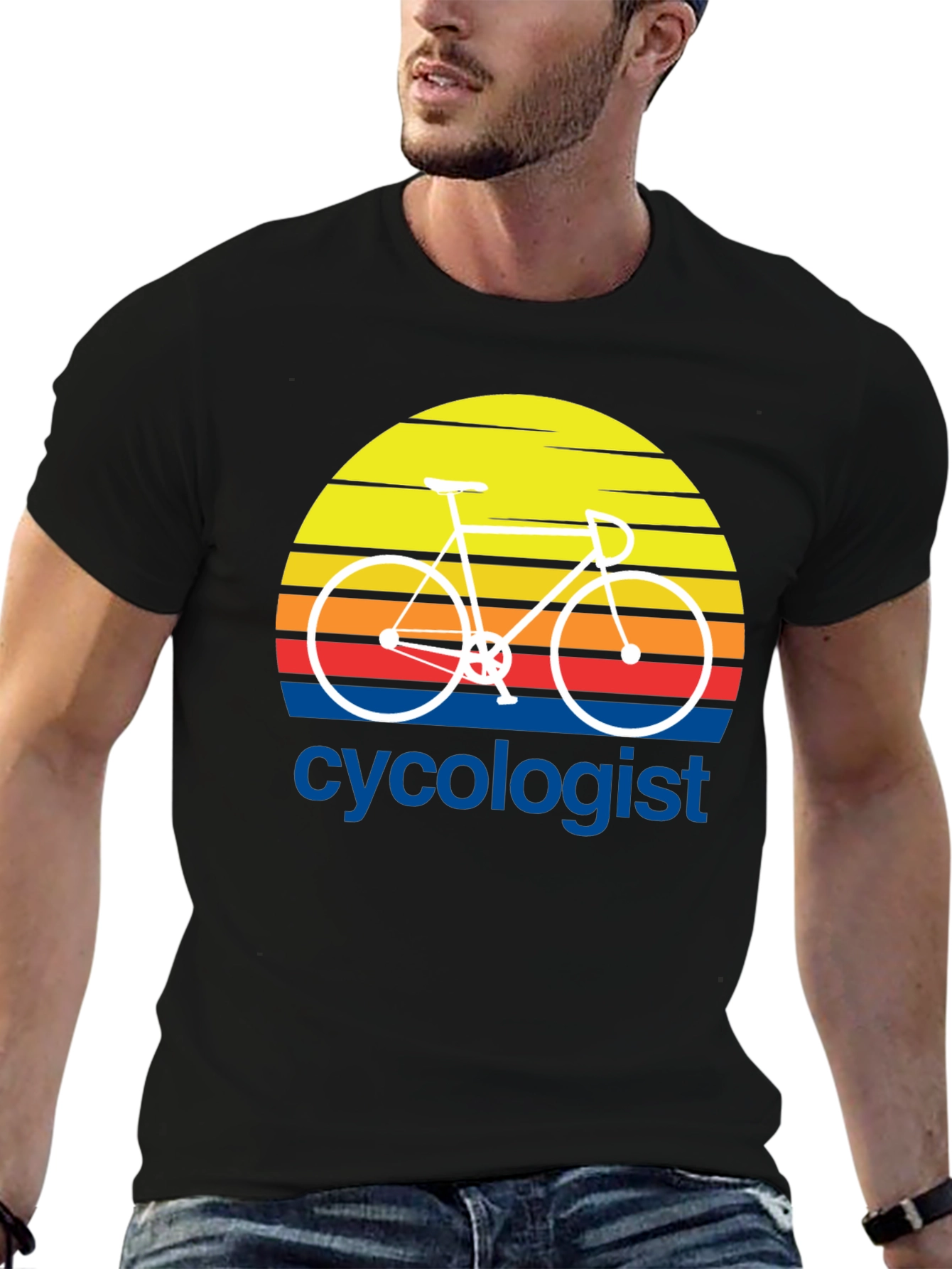 Cycologist T-Shirt - Retro Sunset Bicycle Design