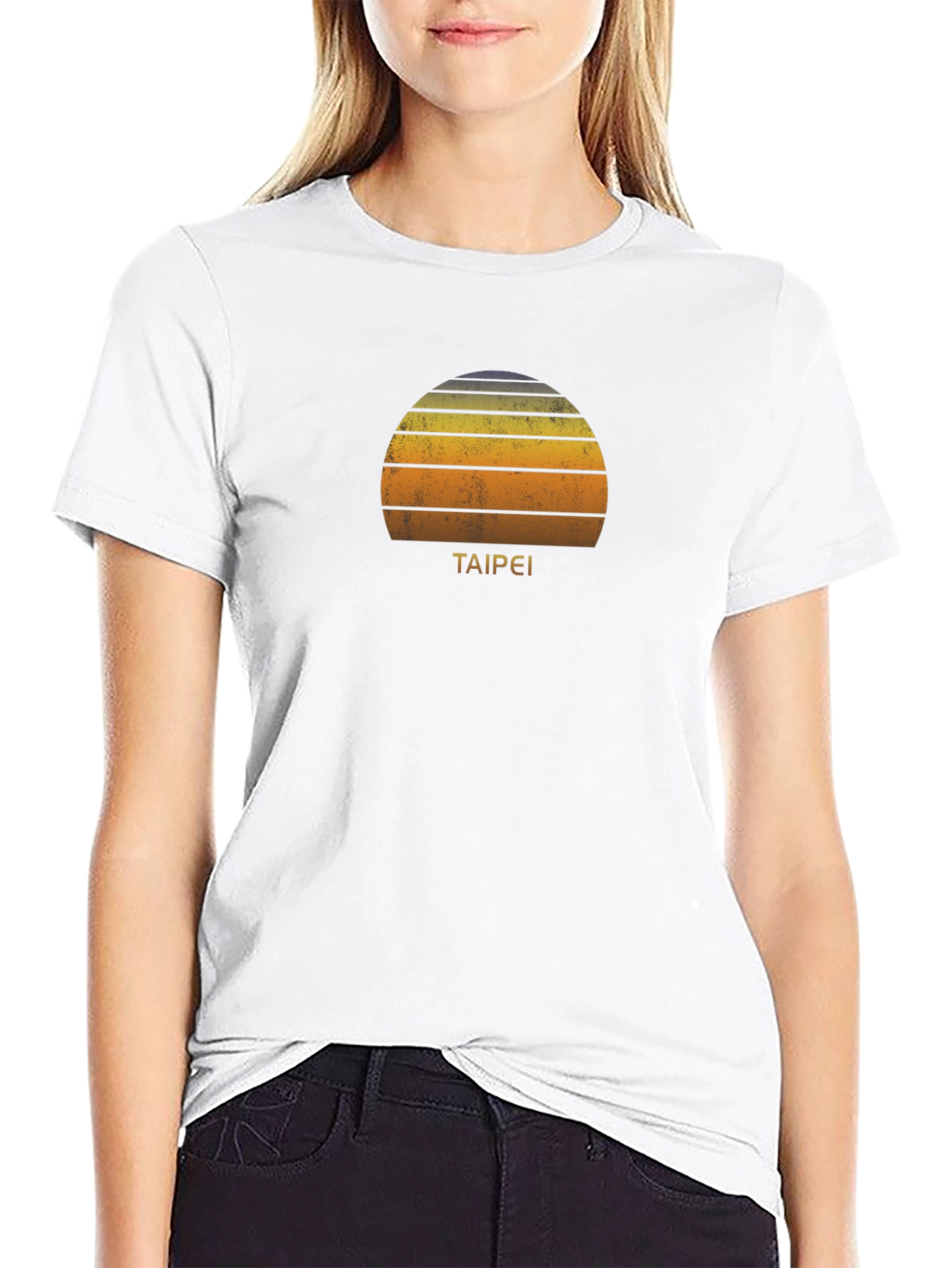 Retro Taipei Sunset Graphic T-Shirt - Black