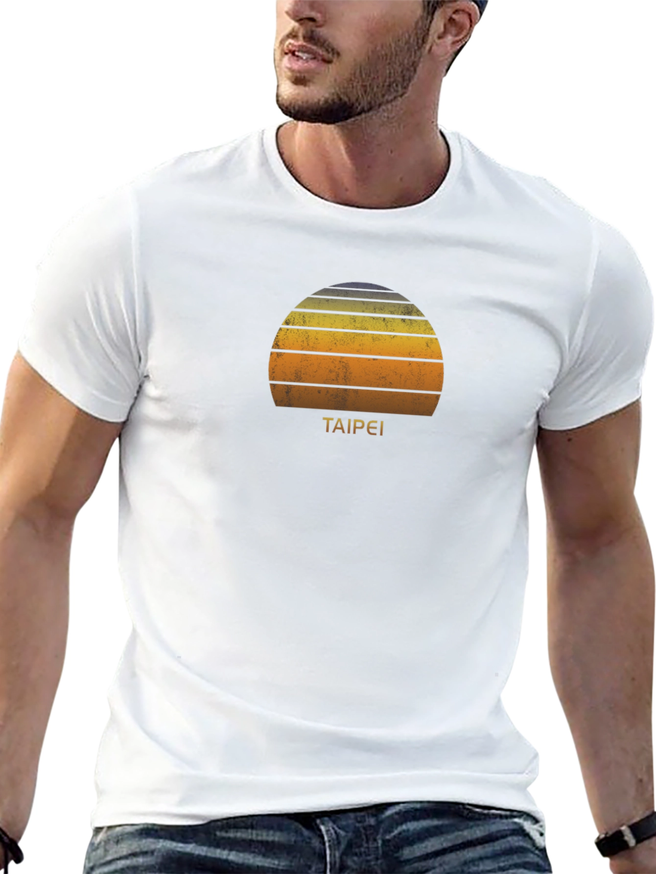 Retro Taipei Sunset Graphic T-Shirt - Black